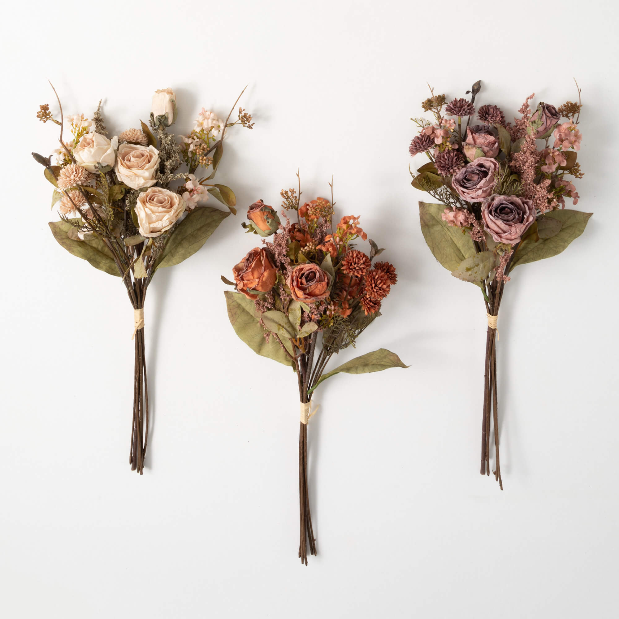 DRIED ROSE BLOSSOM BUSH TRIO