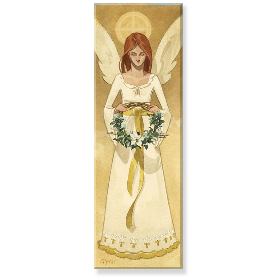 ANGEL WITH WREATH WALL ART