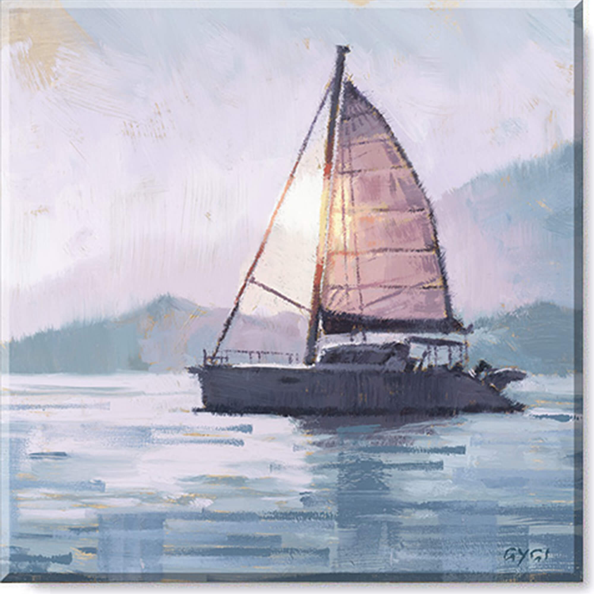 SAILBOAT MOUNTAIN ARTWORK