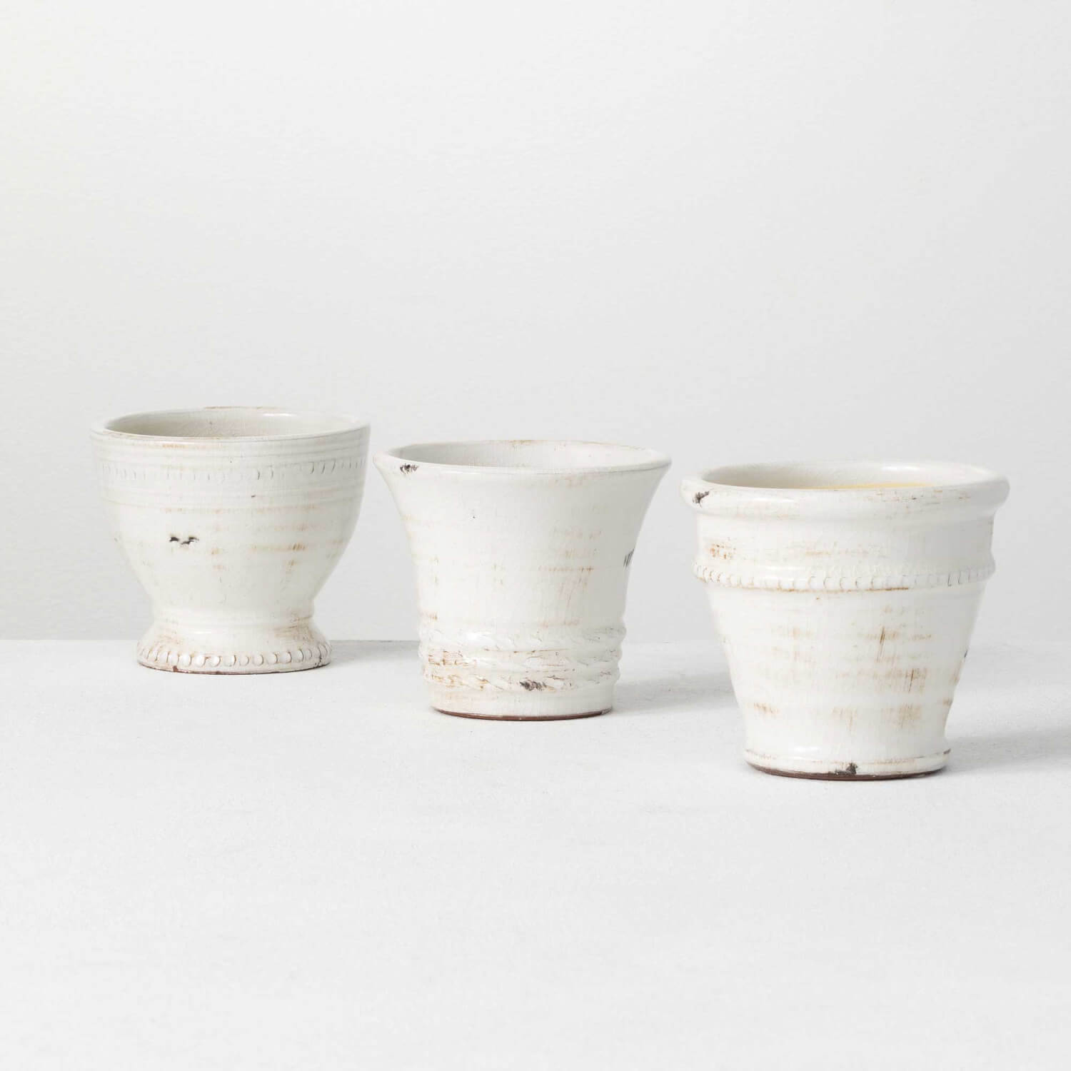 GLAZED CERAMIC POT SET OF 3