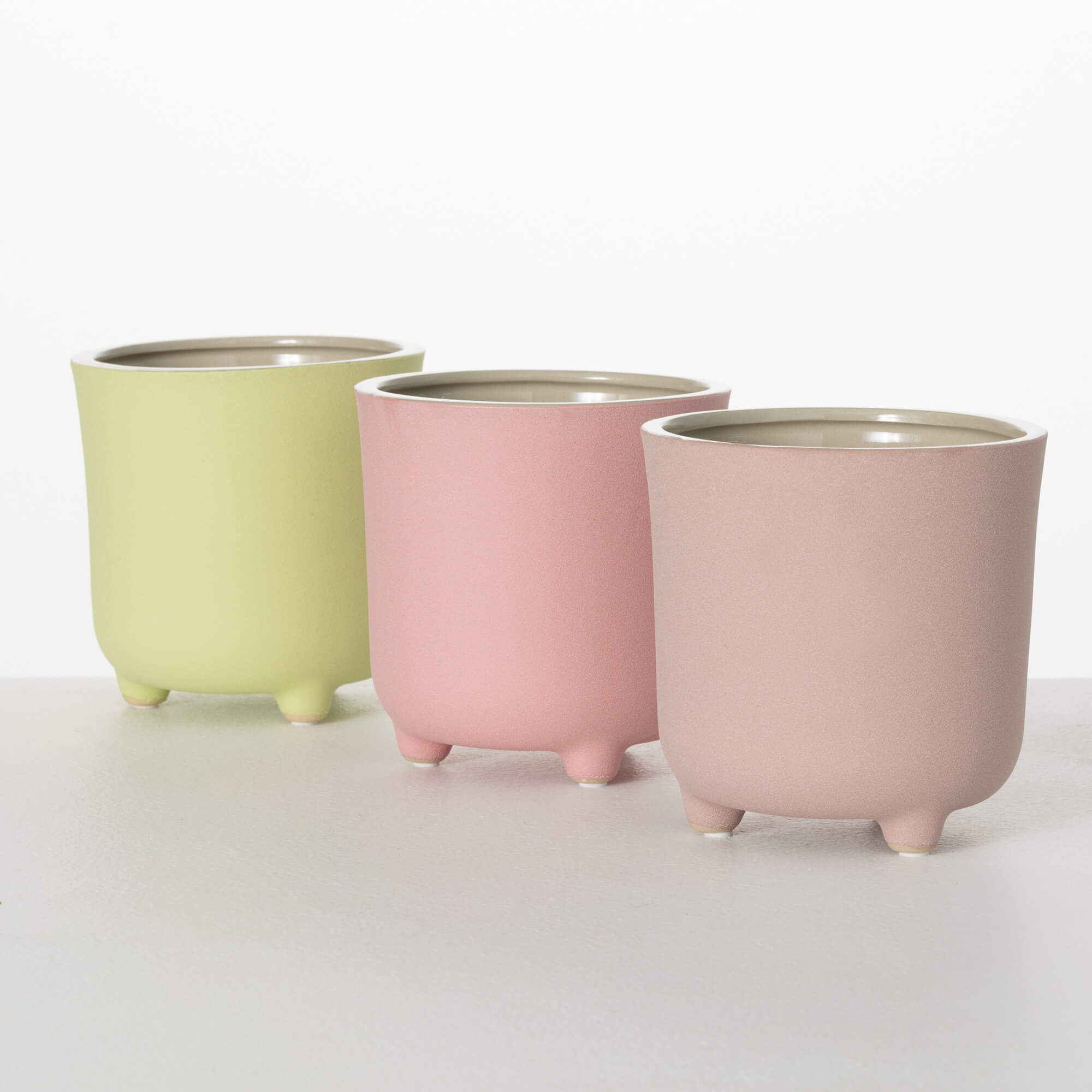 COLORFUL FOOTED PLANTER SET