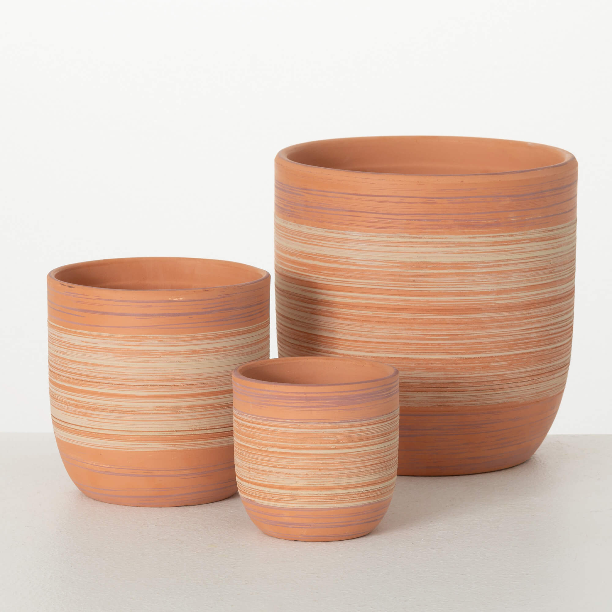 TERRACOTTA STRIPED PLANTER TRI