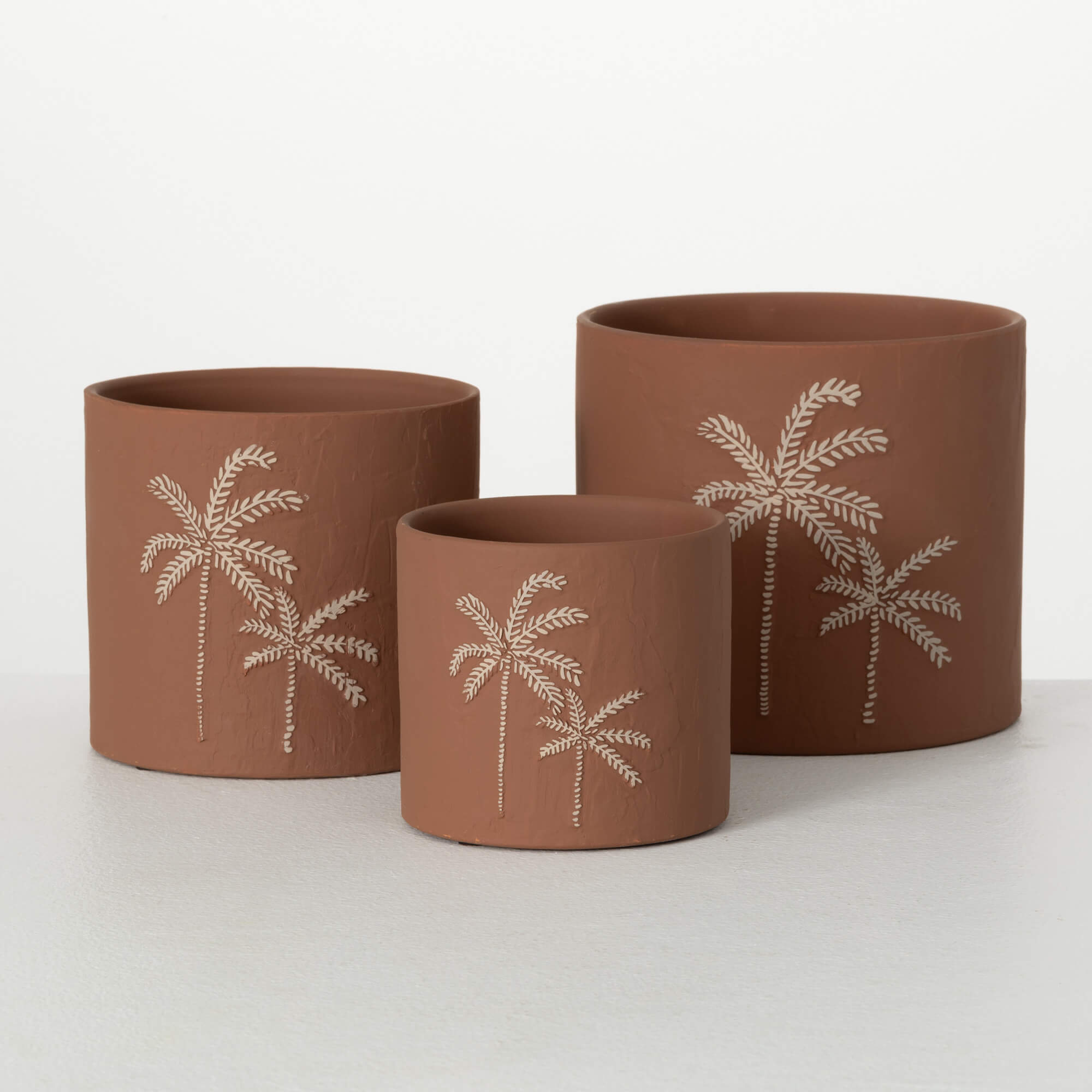 BROWN CERAMIC PALM TREE PATTER