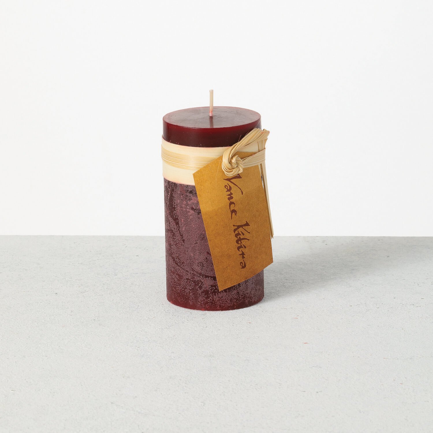 WINE TIMBER PILLAR CANDLE