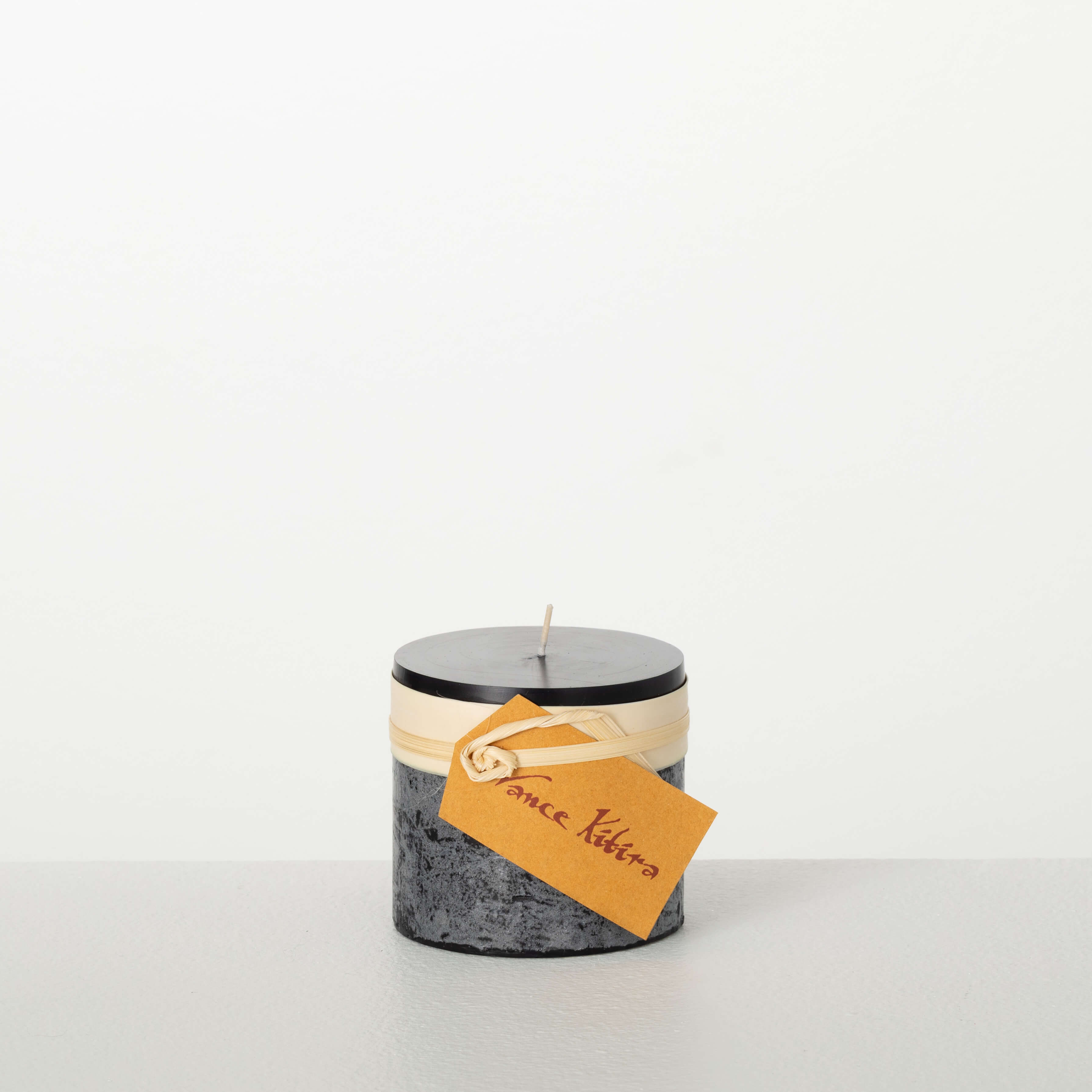 DISTRESSED BLACK PILLAR CANDLE