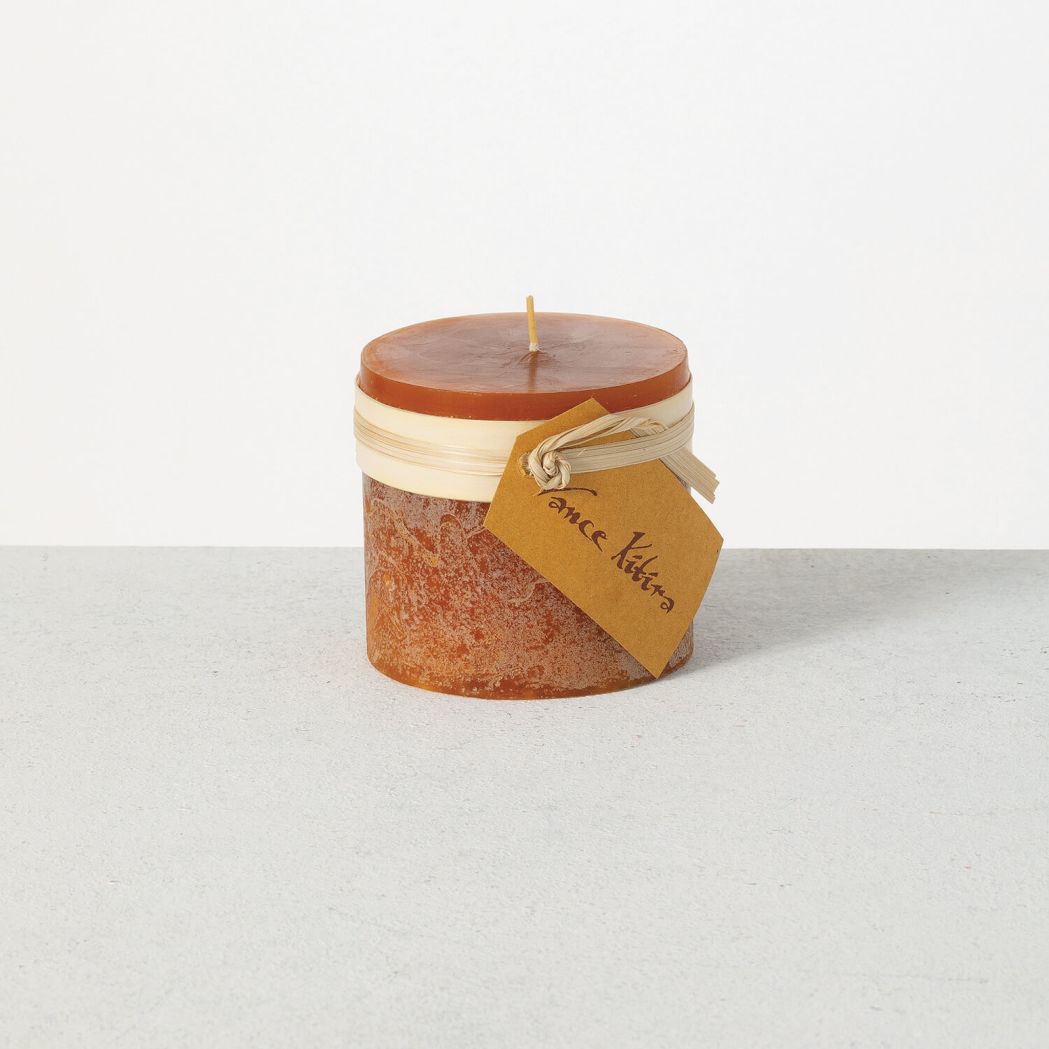 CARAMEL TIMBER PILLAR CANDLE