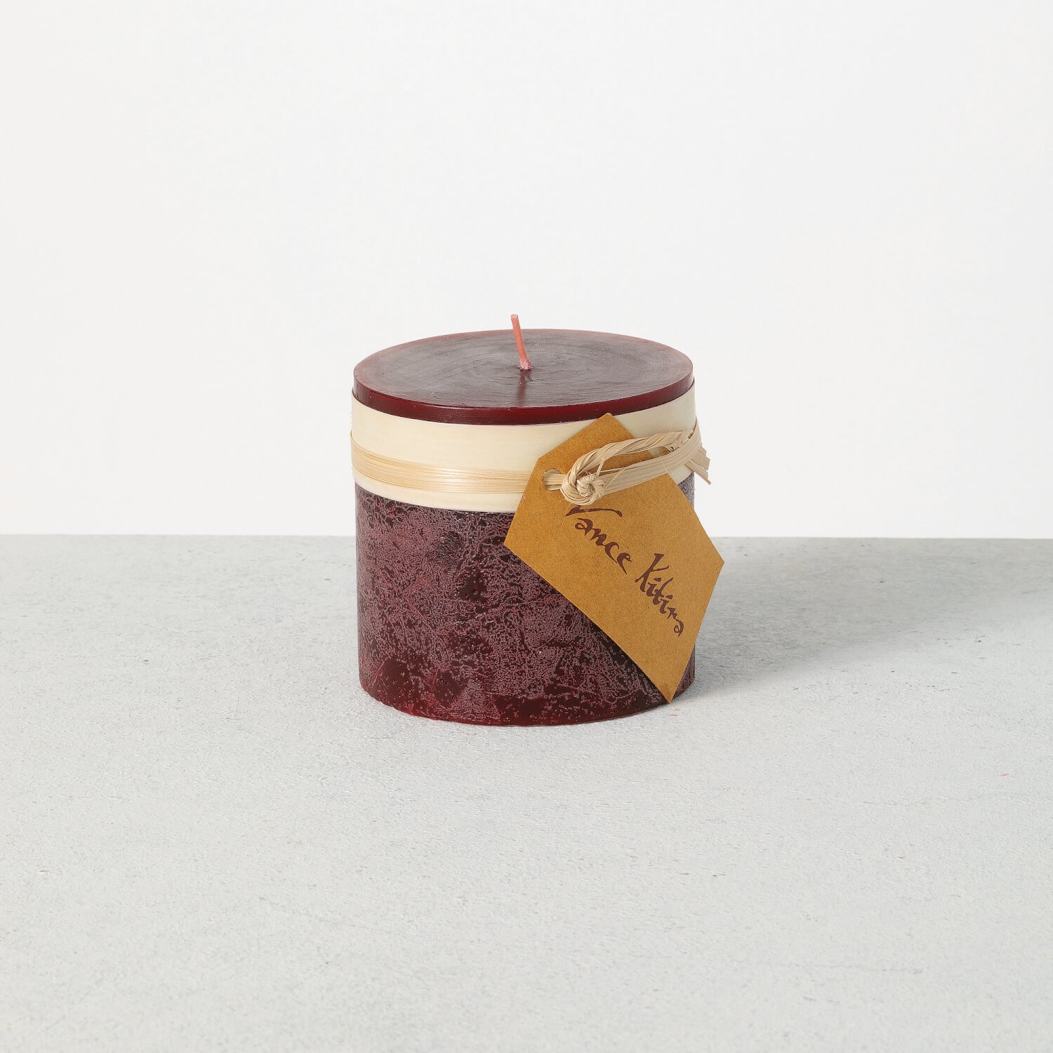 WINE TIMBER PILLAR CANDLE