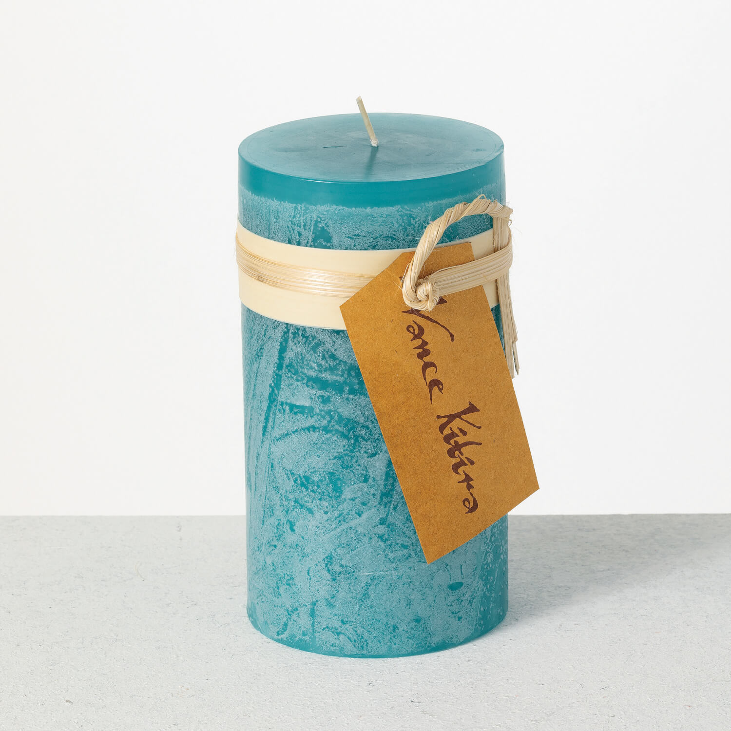 SEA GLASS TIMBER PILLAR CANDLE