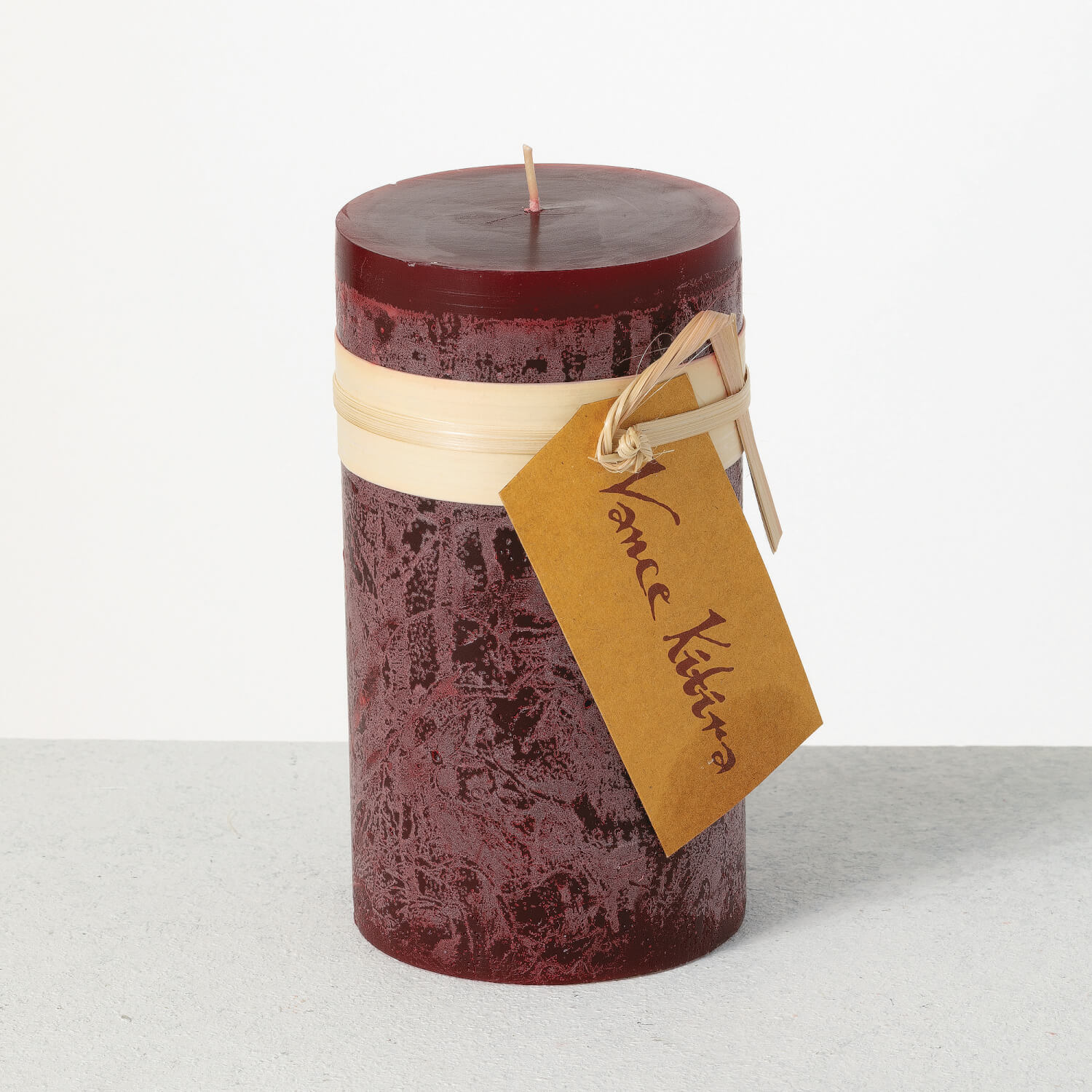 WINE TIMBER PILLAR CANDLE