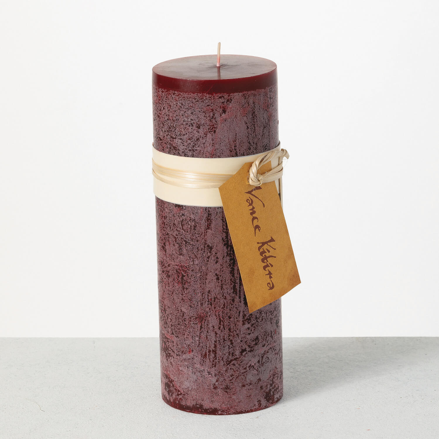 WINE TIMBER PILLAR CANDLE