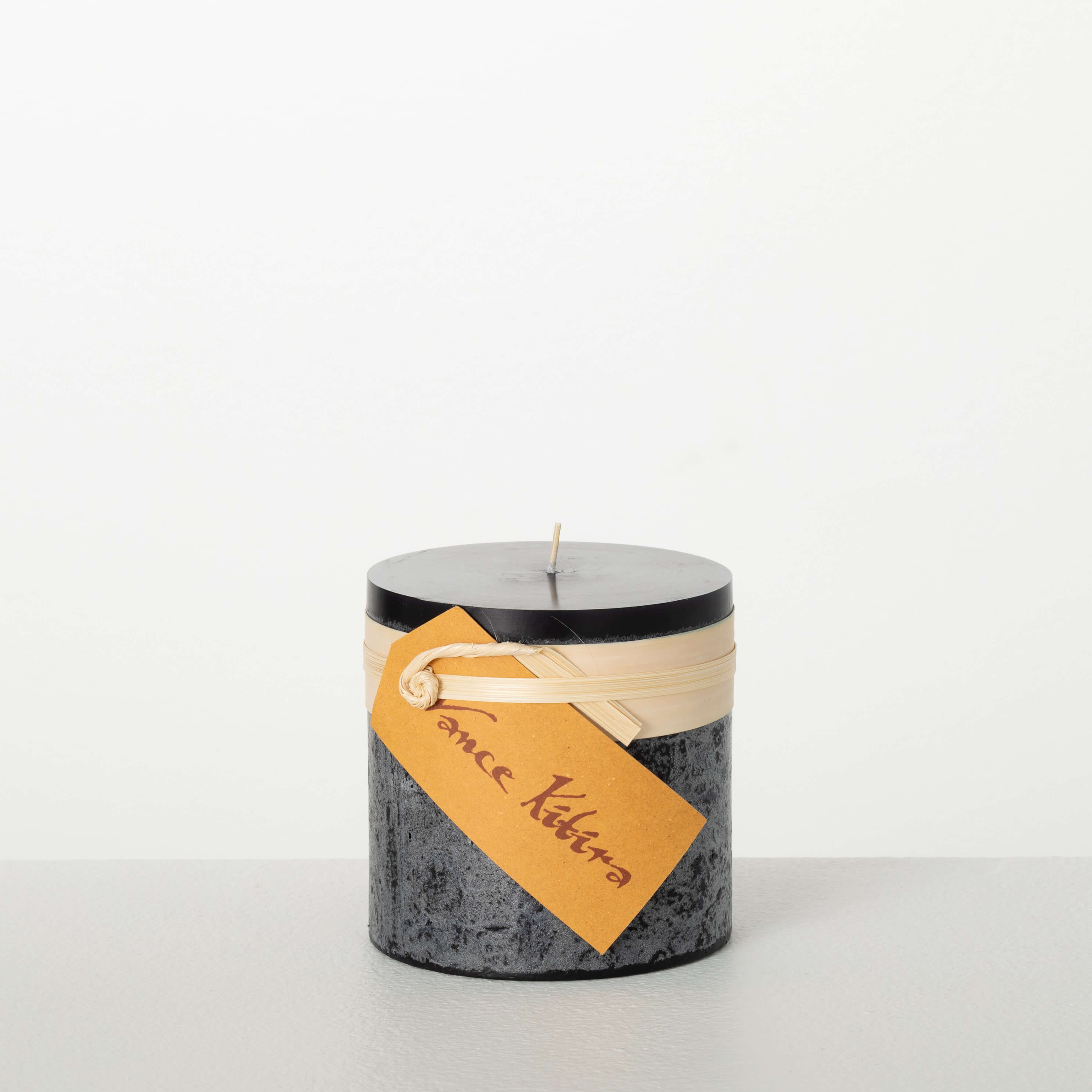 DISTRESSED BLACK PILLAR CANDLE