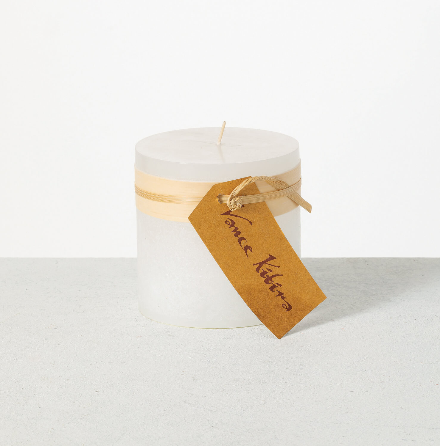 WHITE TIMBER PILLAR CANDLE