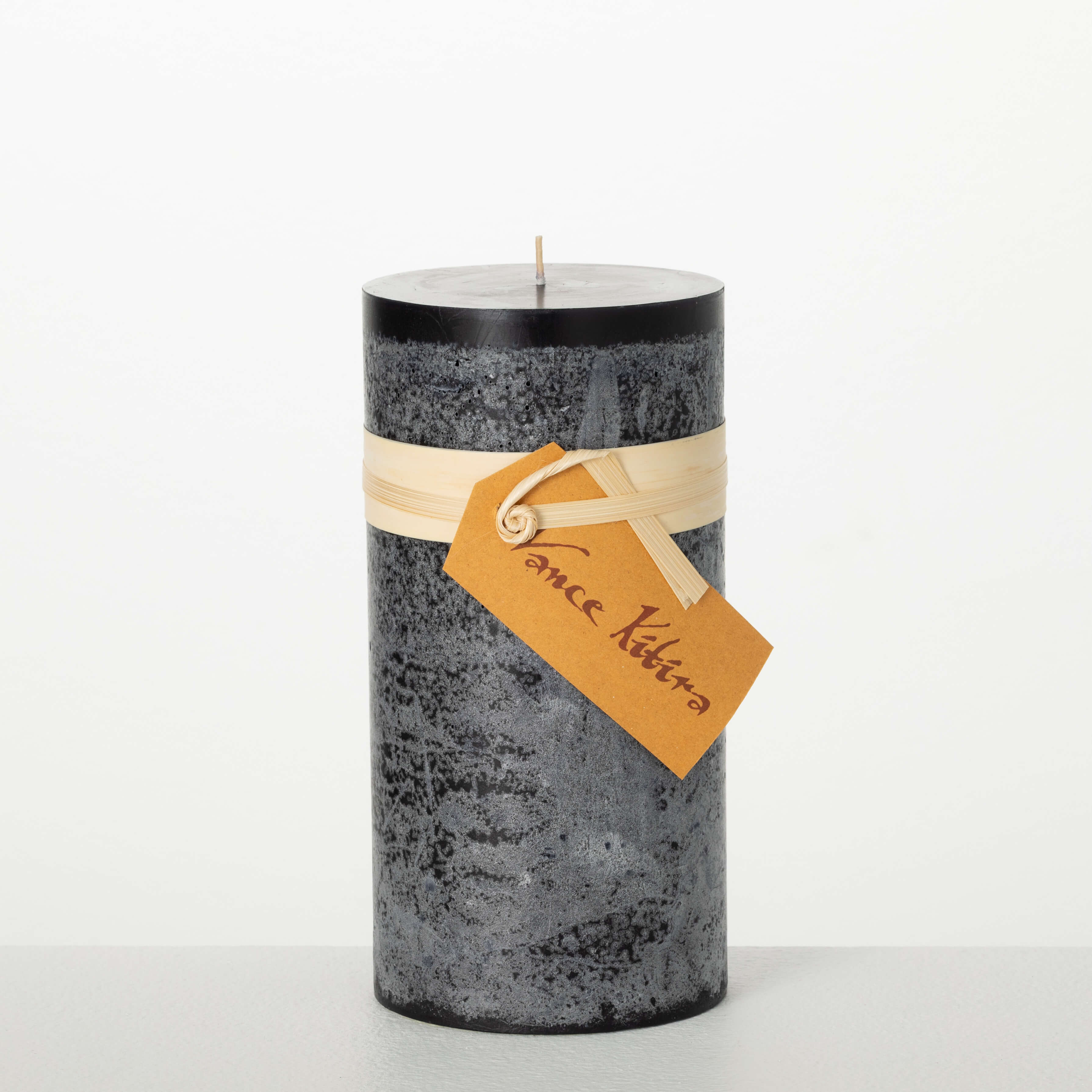 DISTRESSED BLACK PILLAR CANDLE