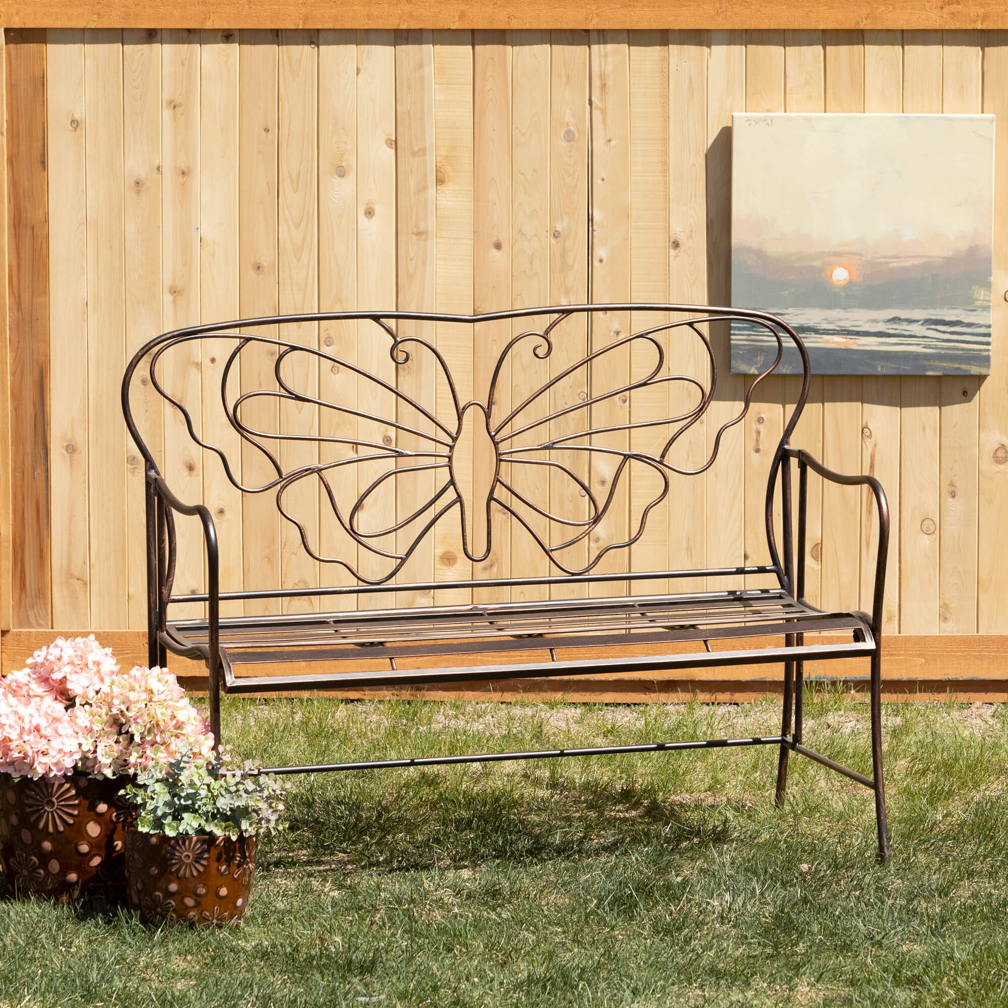 Yellow butterfly best sale garden bench