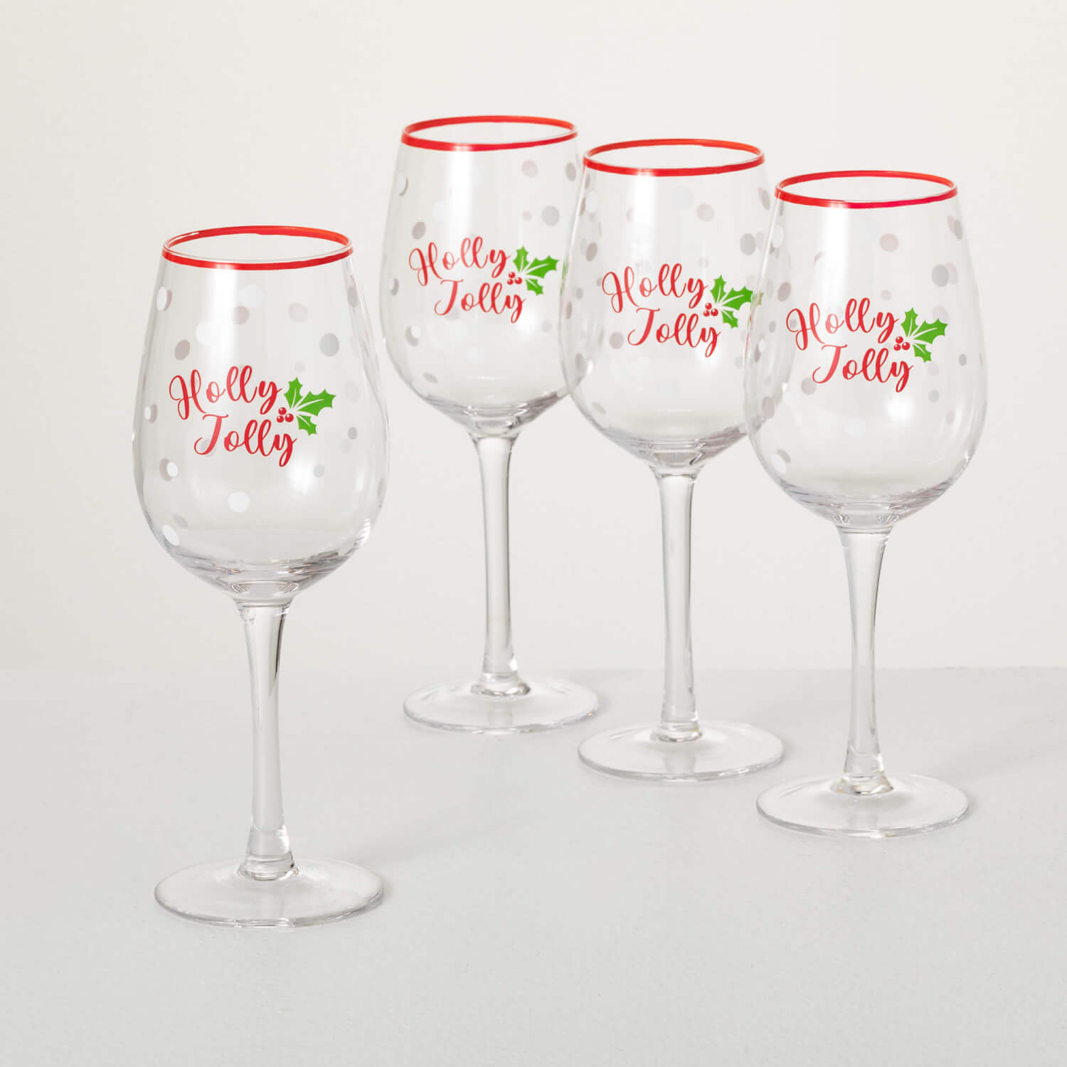 HOLLY JOLLY WINE GLASS SET