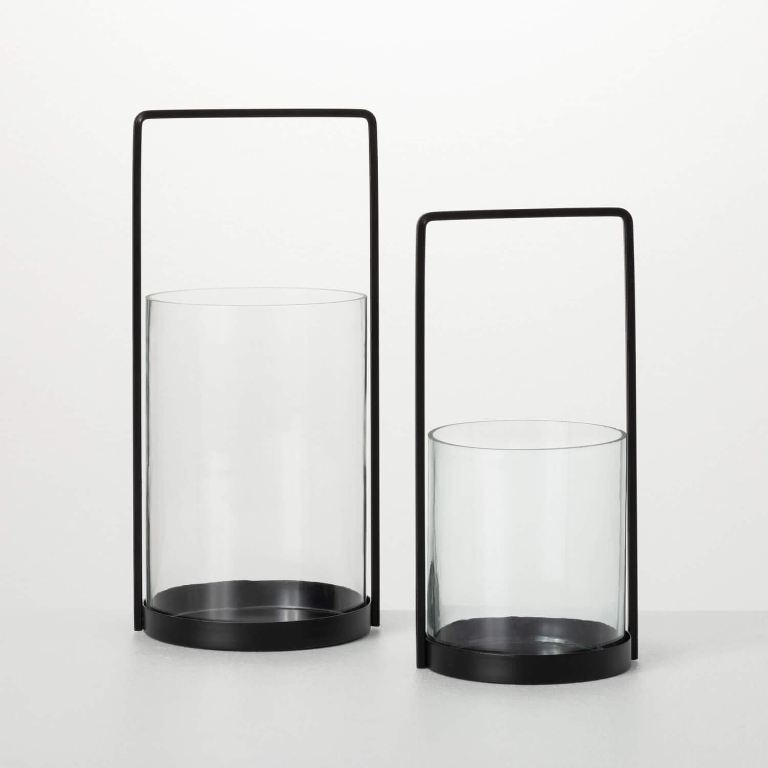 BLACK MODERN METAL LANTERN SET