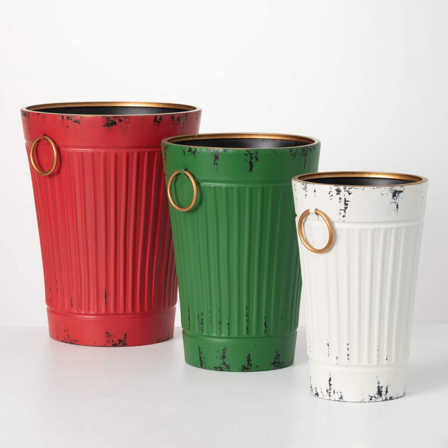 HOLIDAY METAL PAILS SET OF 3