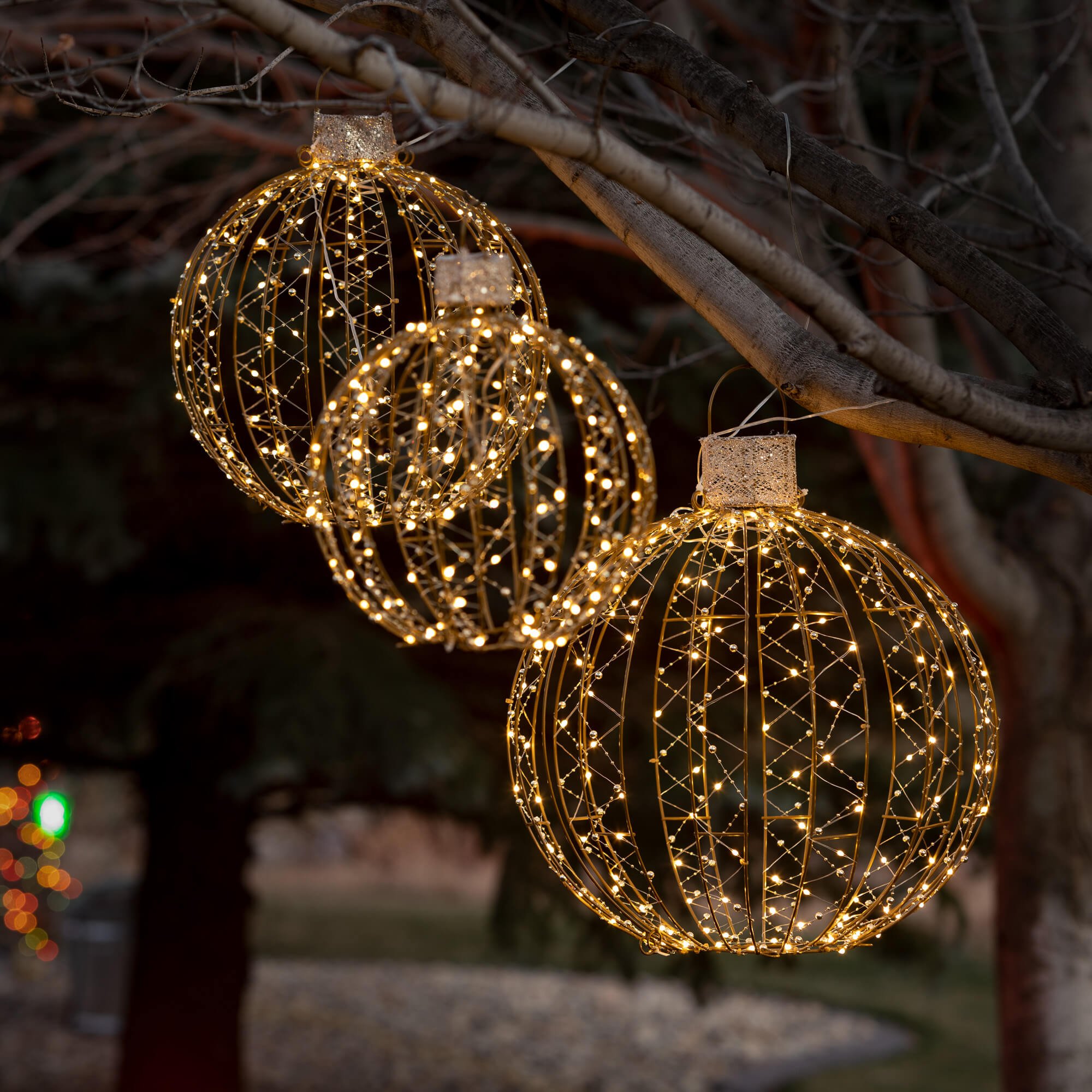 Wholesale Lighted Ball, Woodstock Elements Gold Led Lights | Sullivans