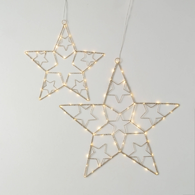 SULLIVANS 19.75 in. and 16 in. Lighted Outdoor Gold Stars