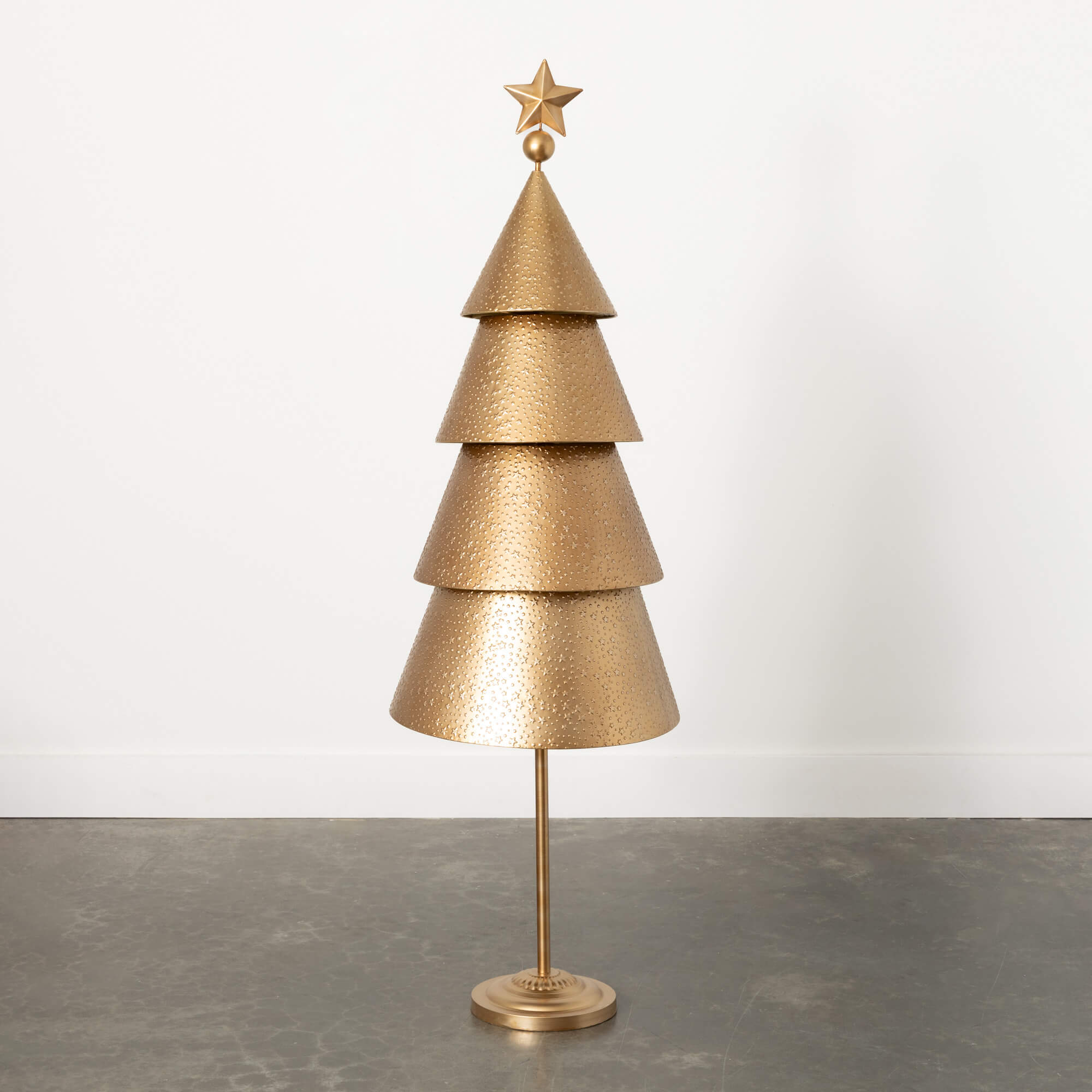 GOLD EMBOSSED METAL CONE TREE