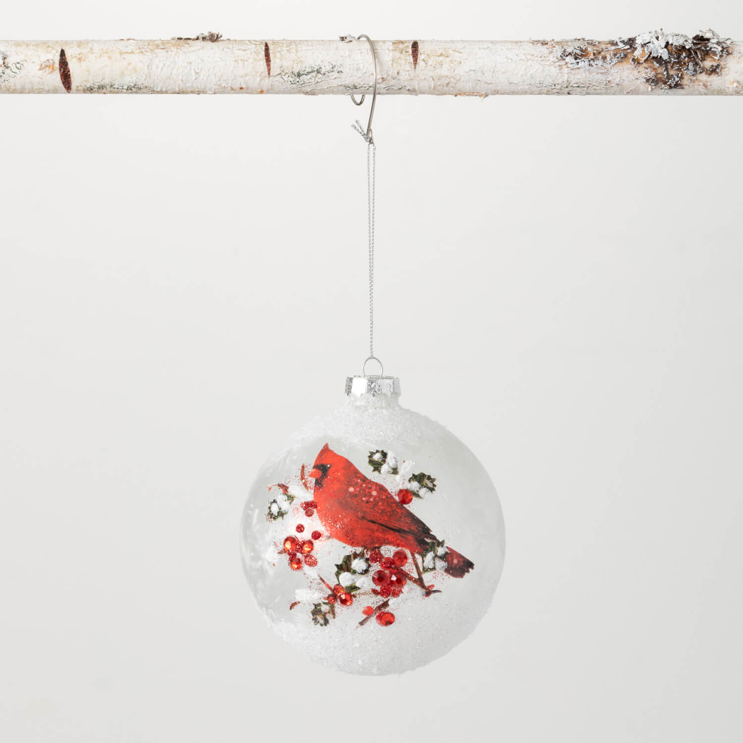 CARDINAL GLASS BALL ORNAMENT