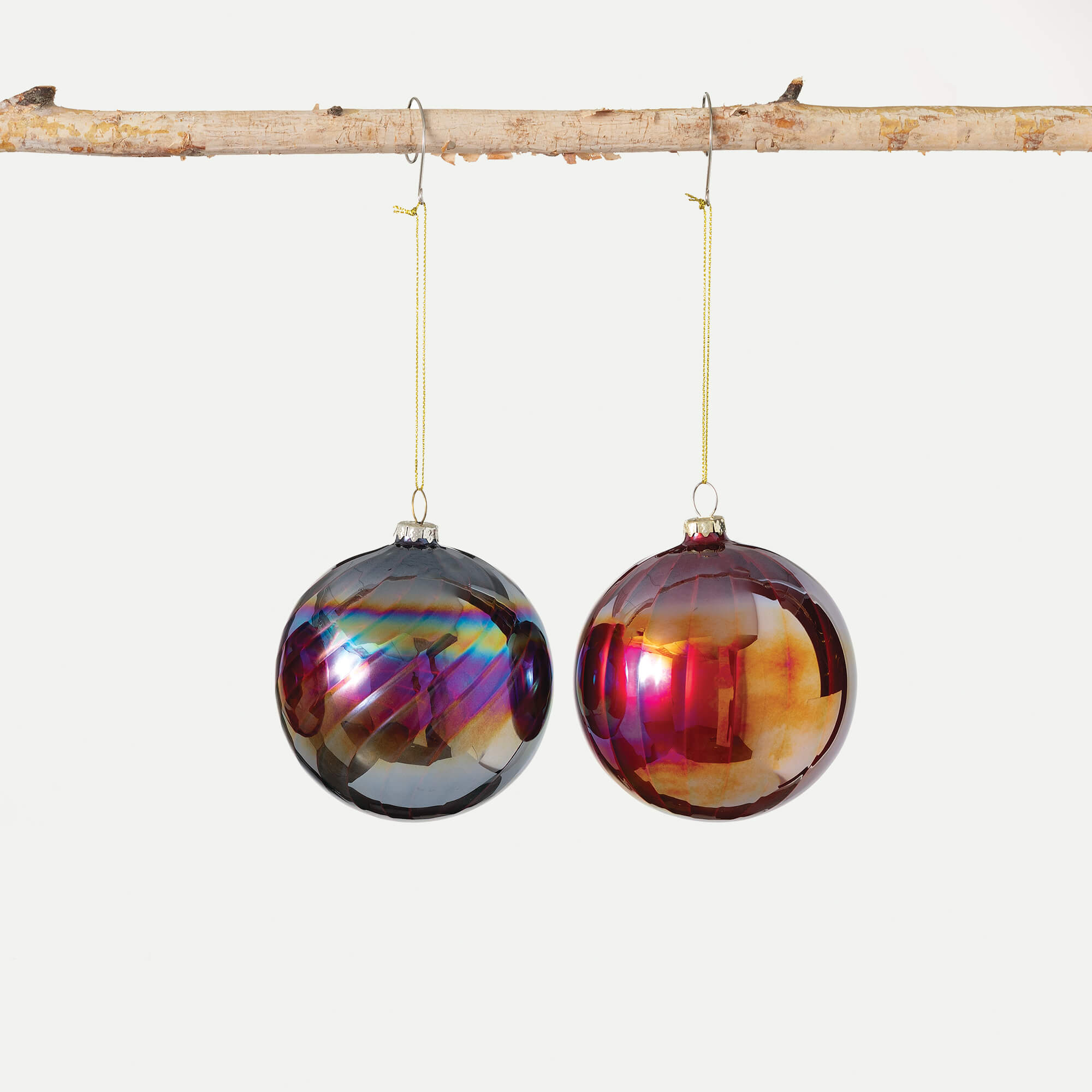 IRIDESCENT RED BALL ORNAMENTS