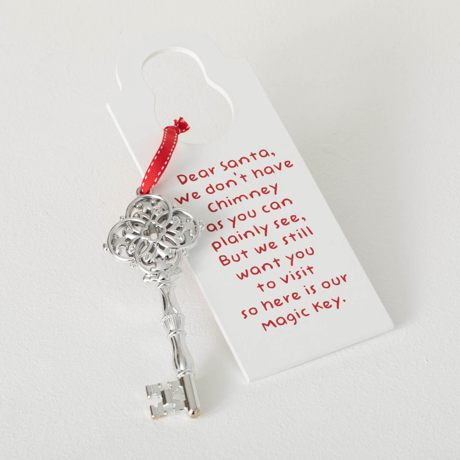 Santa's Key for House with No Chimney Ornament, Christmas Ornament, Skeleton Key Santa Key, Santa Claus Decoration,, Silver
