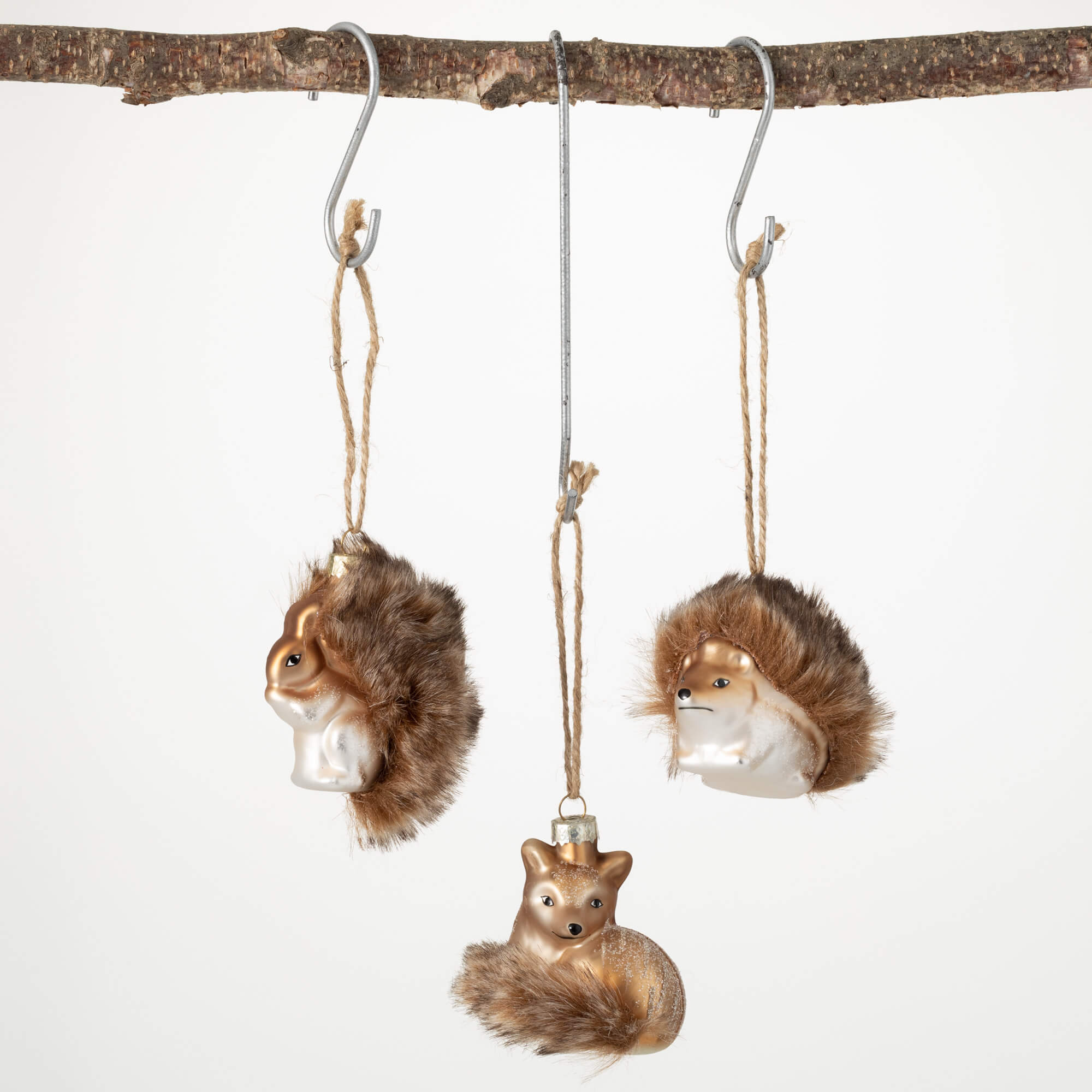 WOODLAND ANIMAL ORNAMENT SET 3