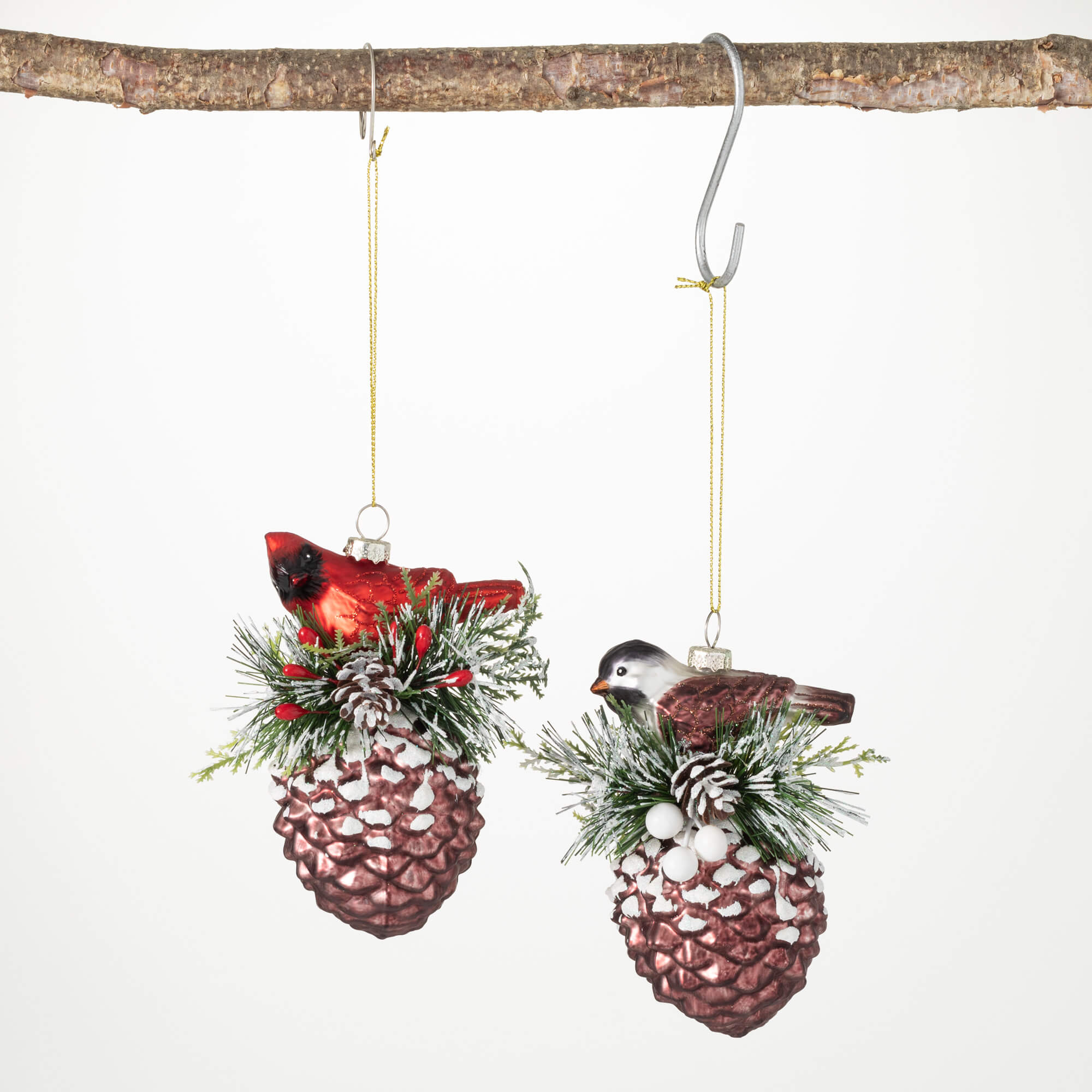 CARDINAL PINECONE ORNAMENT SET