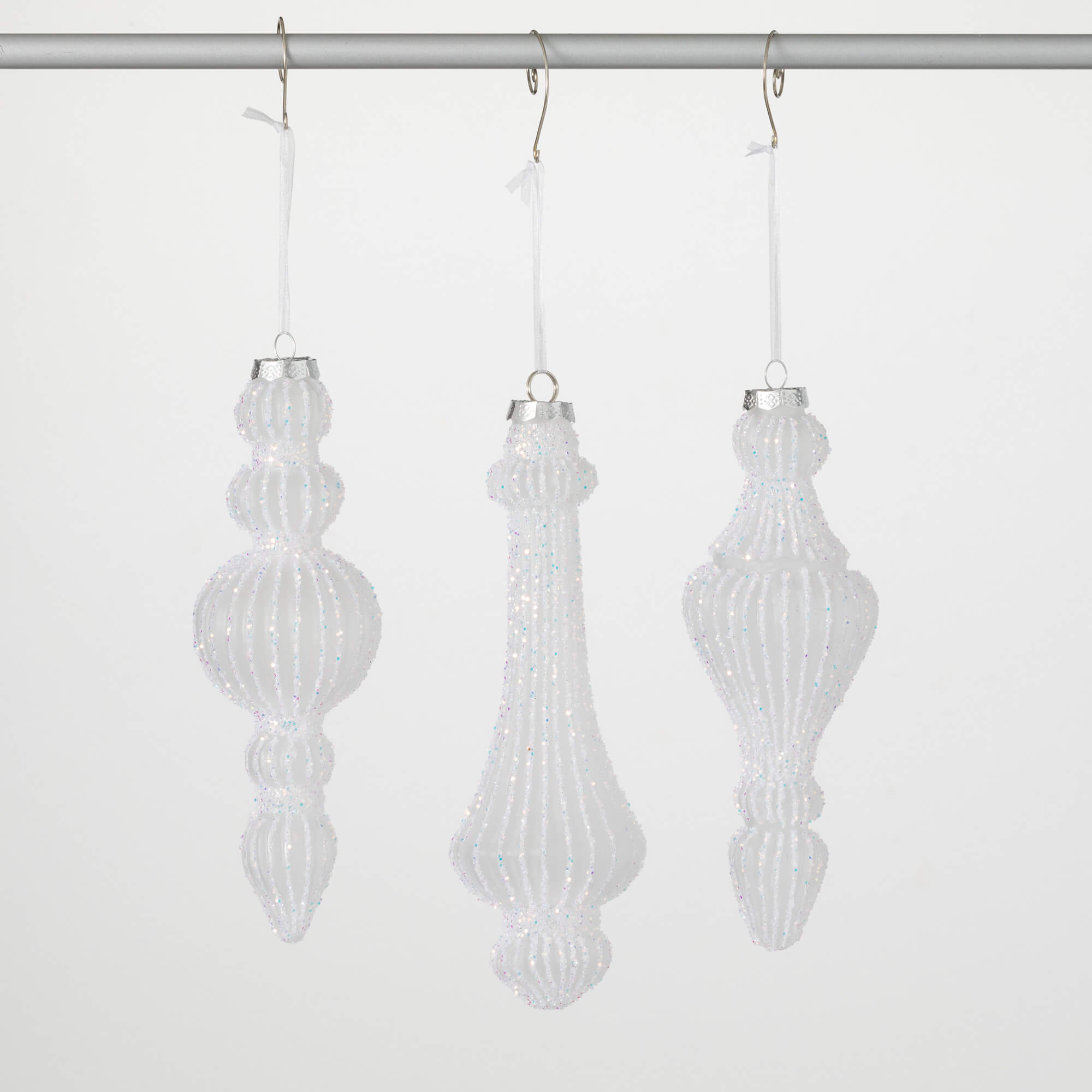 OPAQUE WHITE FINIAL ORNAMENTS