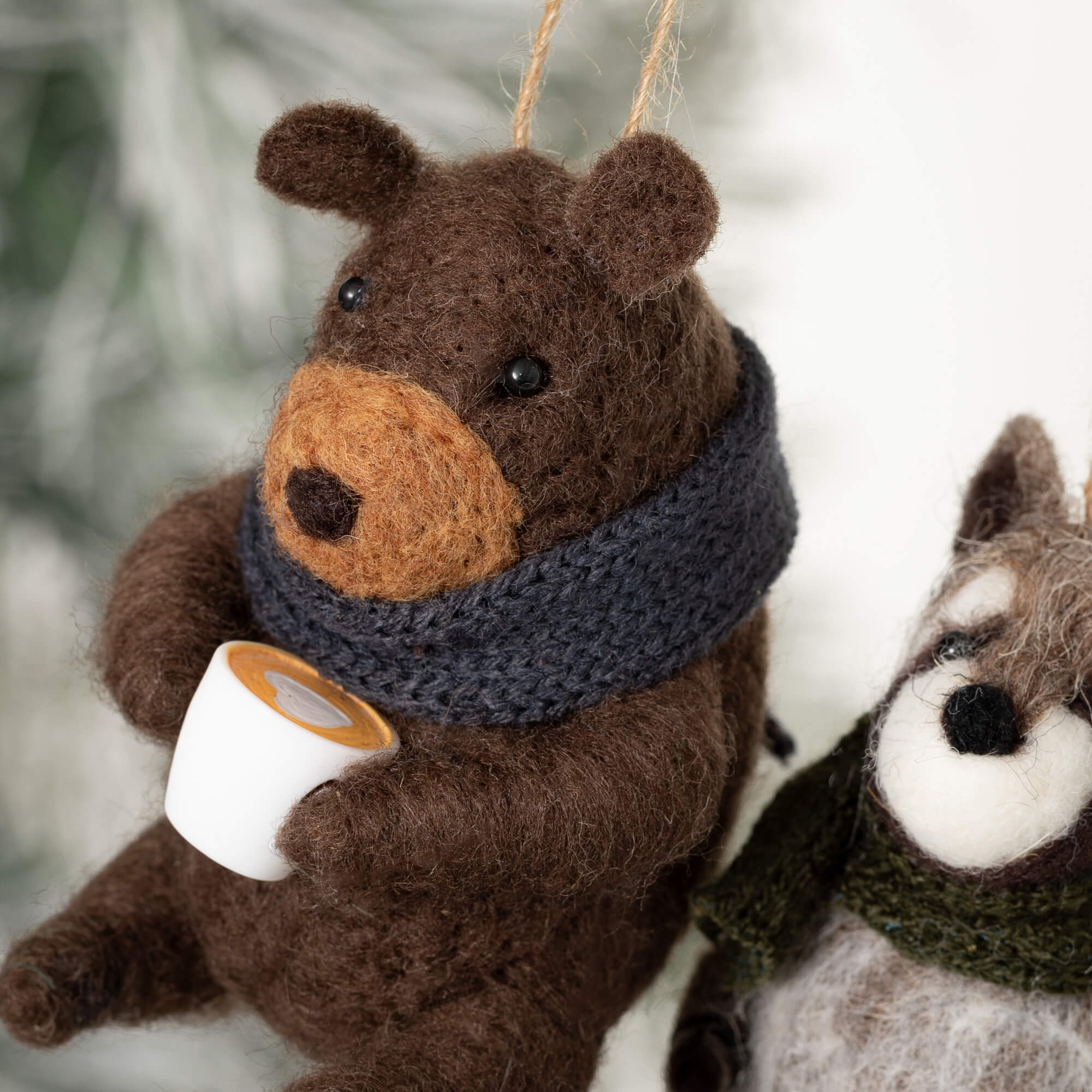 RACCOON BEAR ORNAMENT Set 2