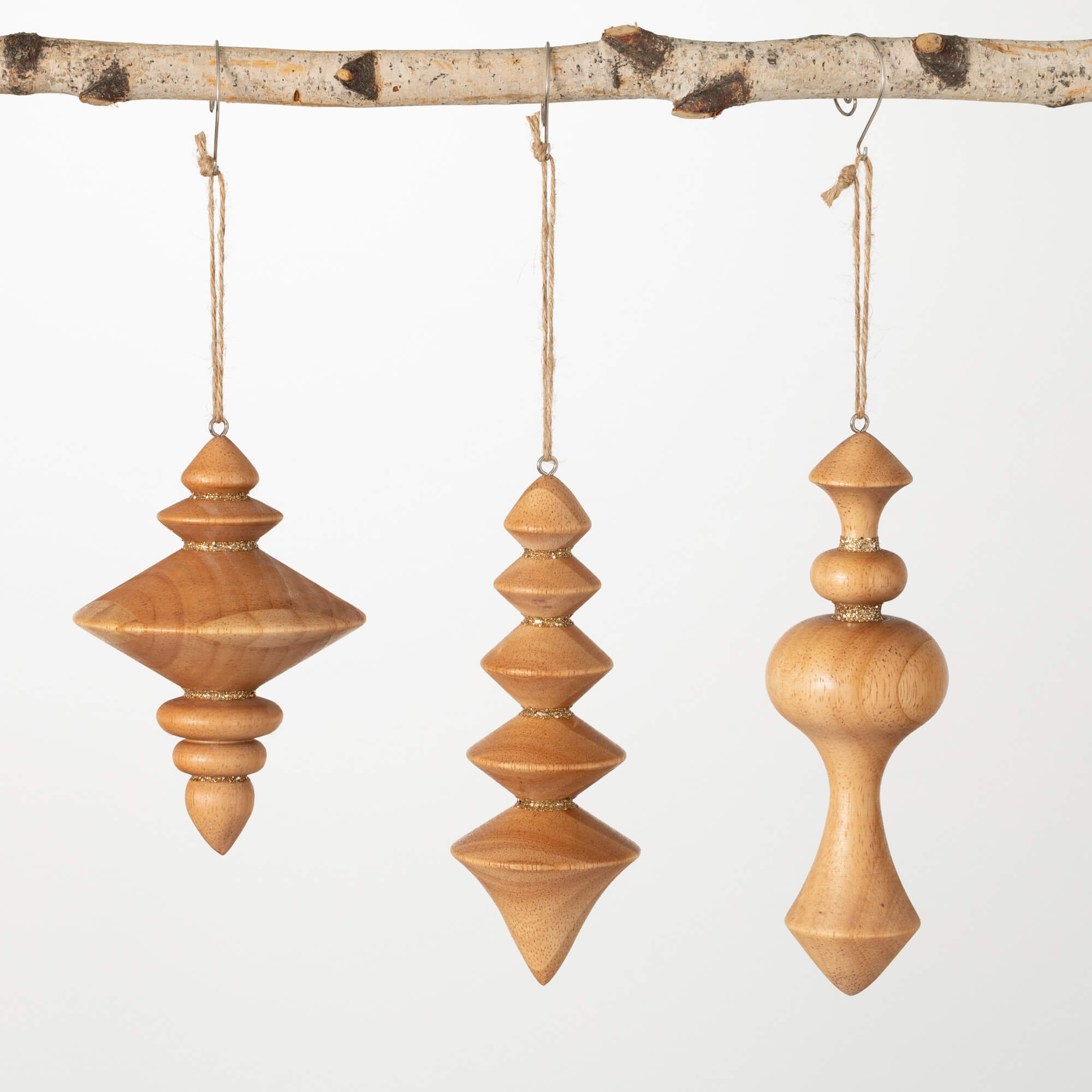 WOODEN FINIAL ORNAMENT SET 3