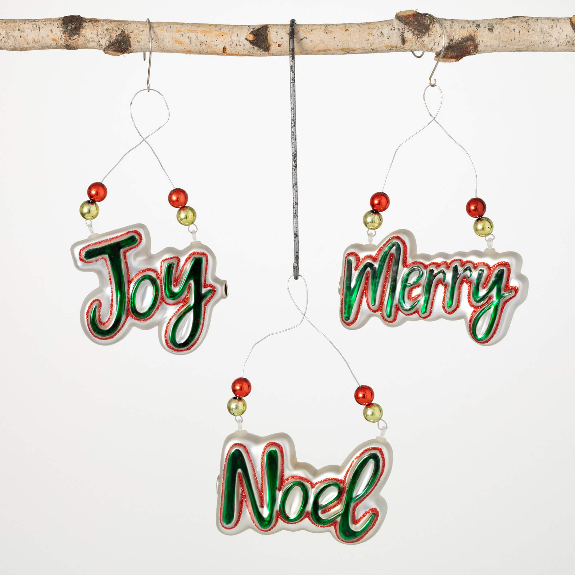 MERRY JOY NOEL GLASS ORNAMENT