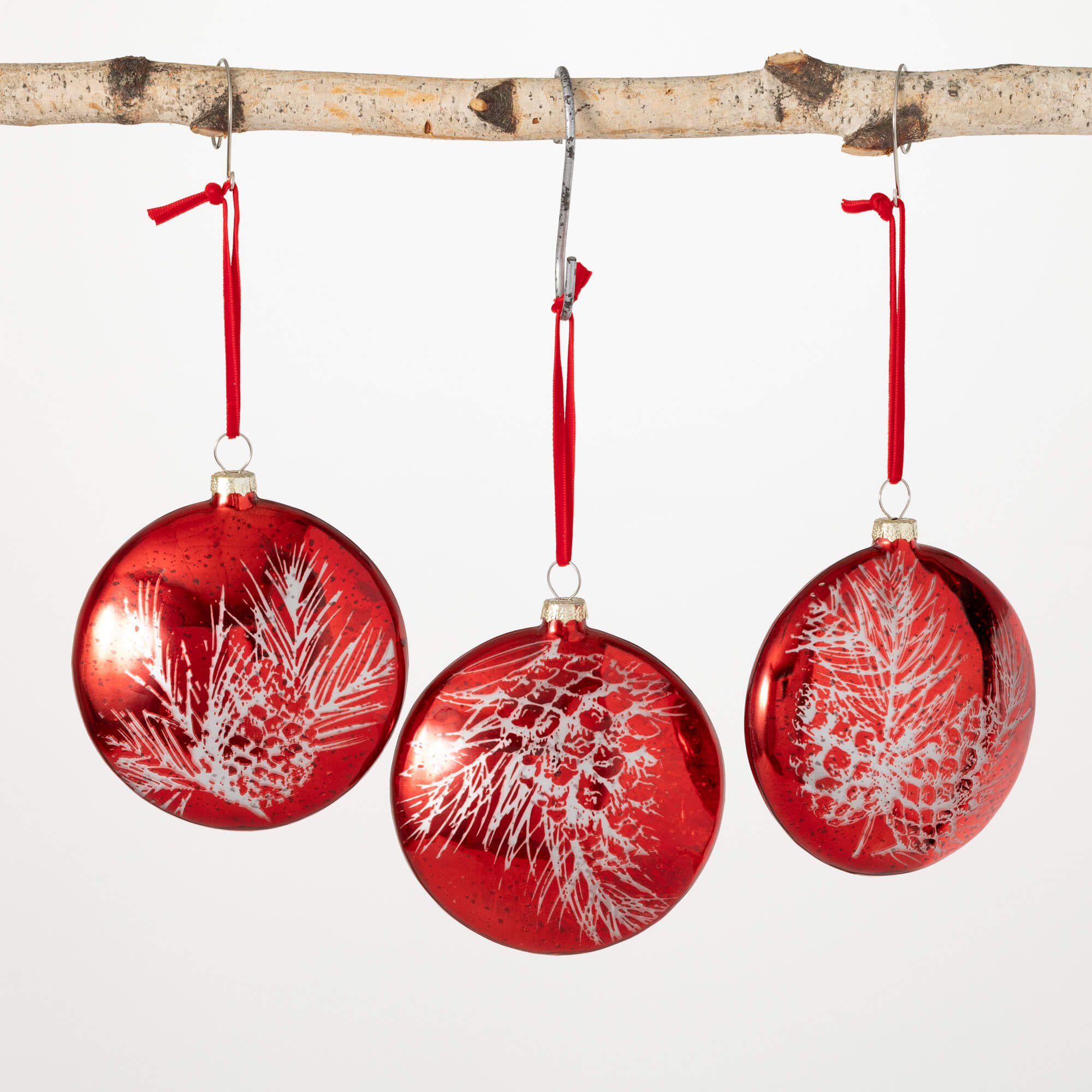 RED PINECONE DISC ORNAMENTS 3