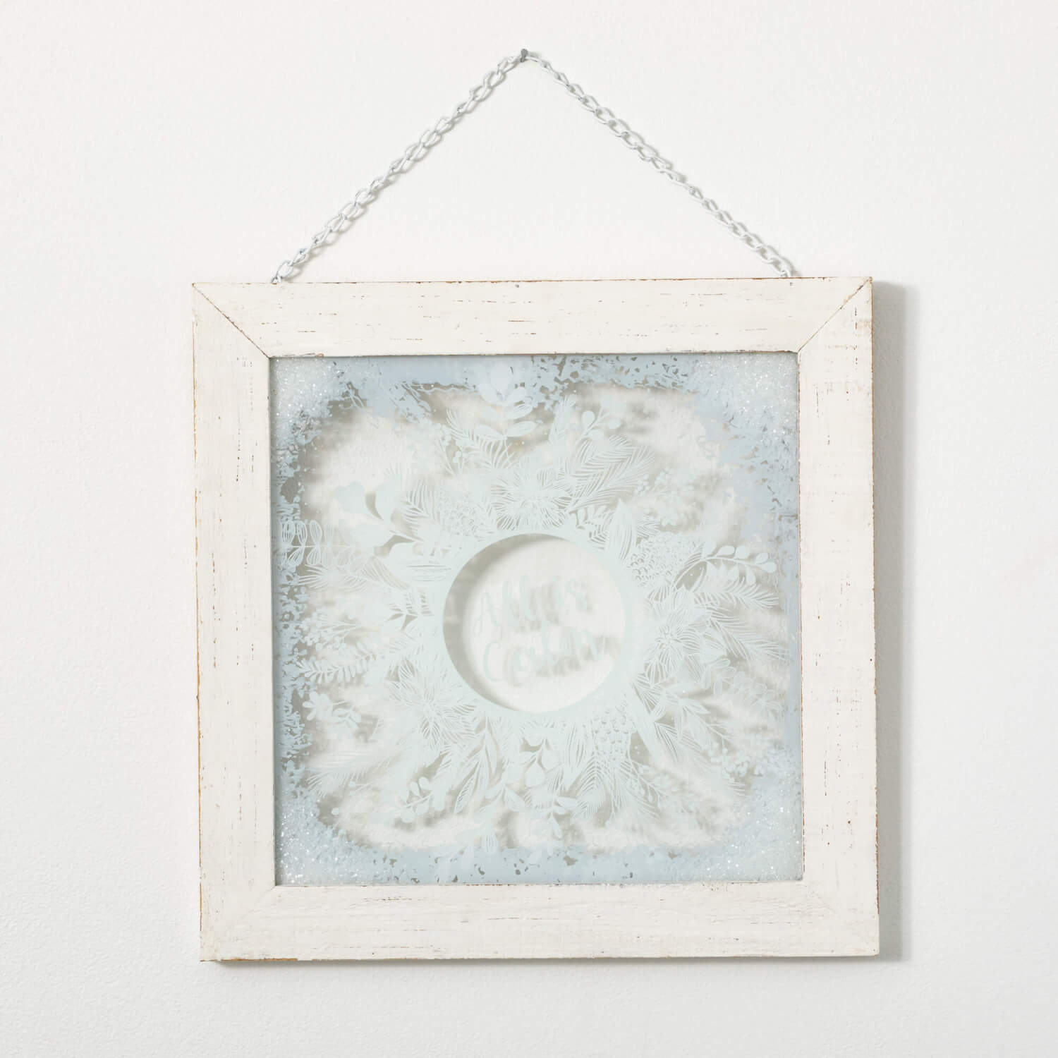 FRAMED FROSTED WREATH WALL ART