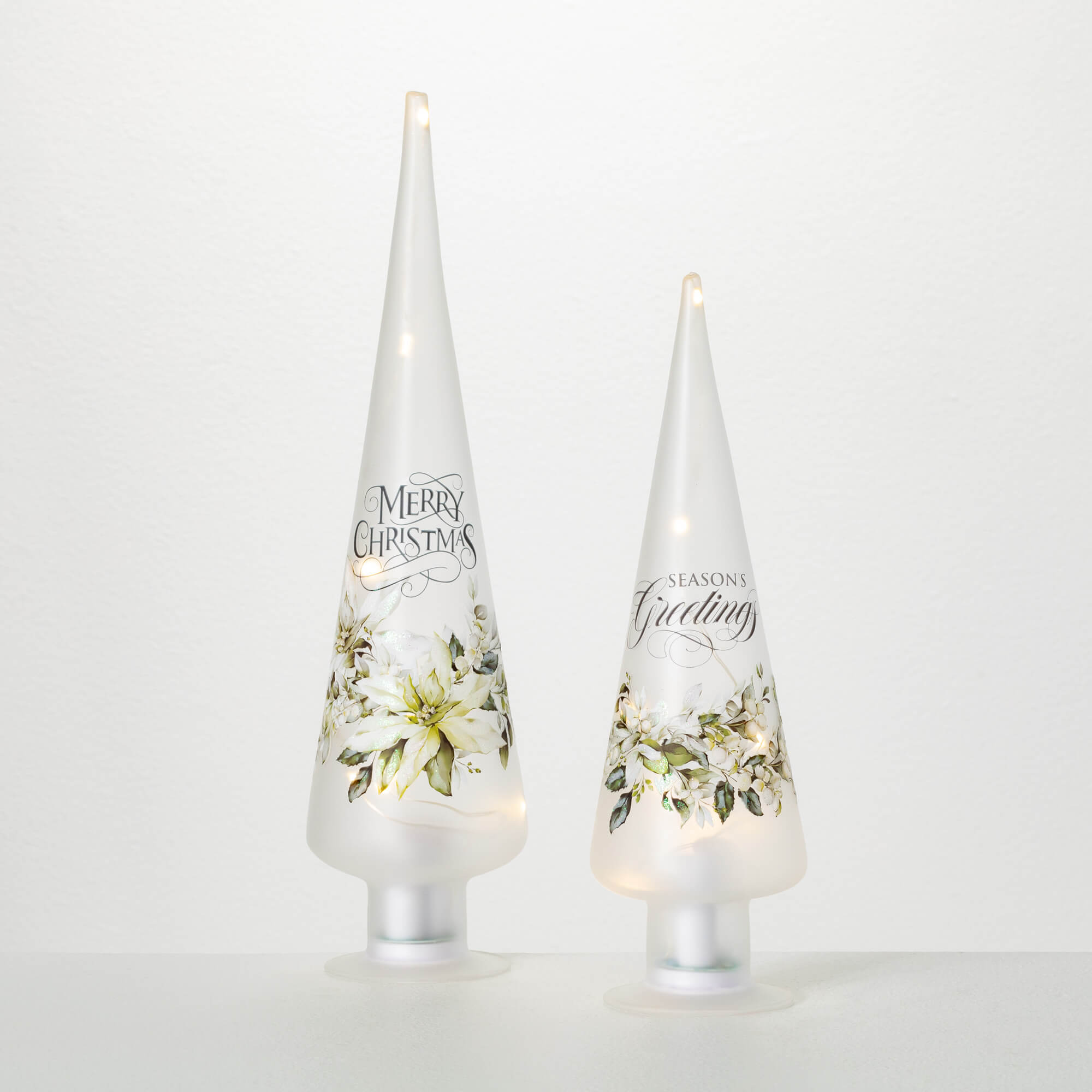 LIGHTED FLORAL TREE SET OF 2