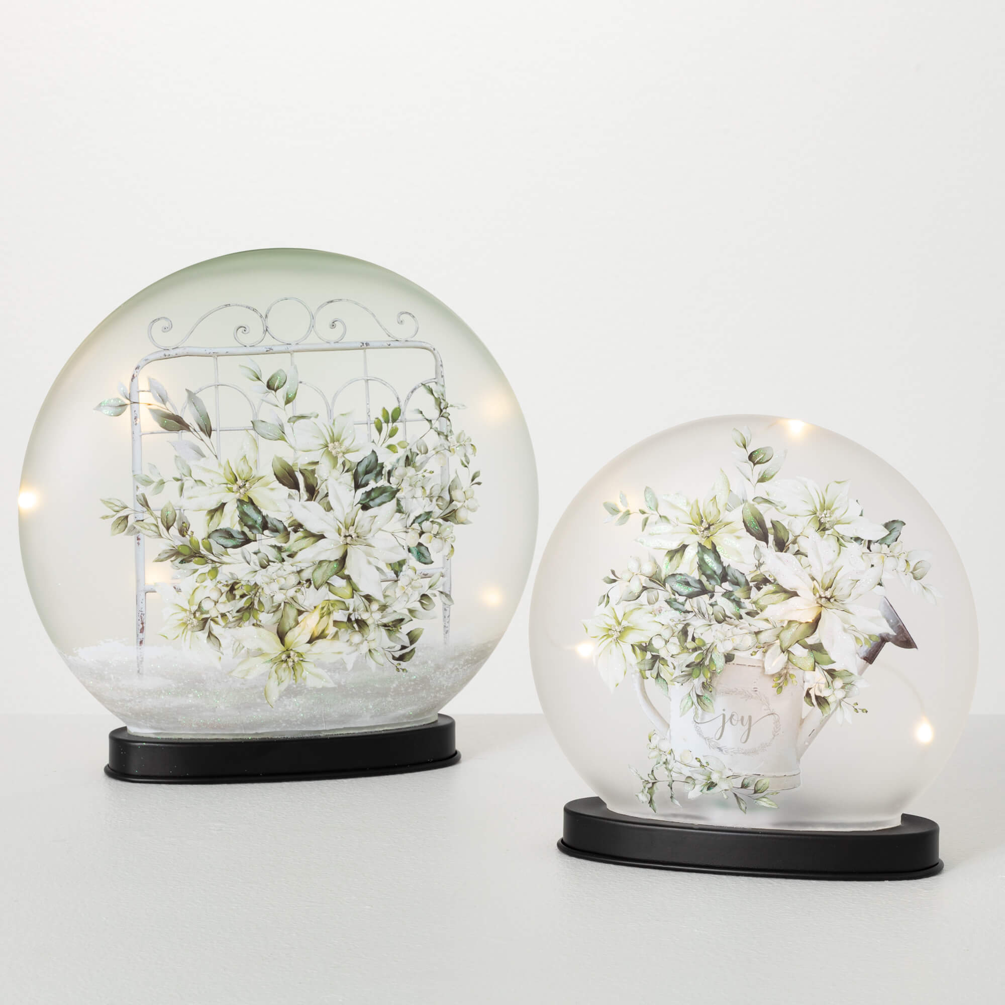 LIGHTED FLORAL DISK SET OF 2