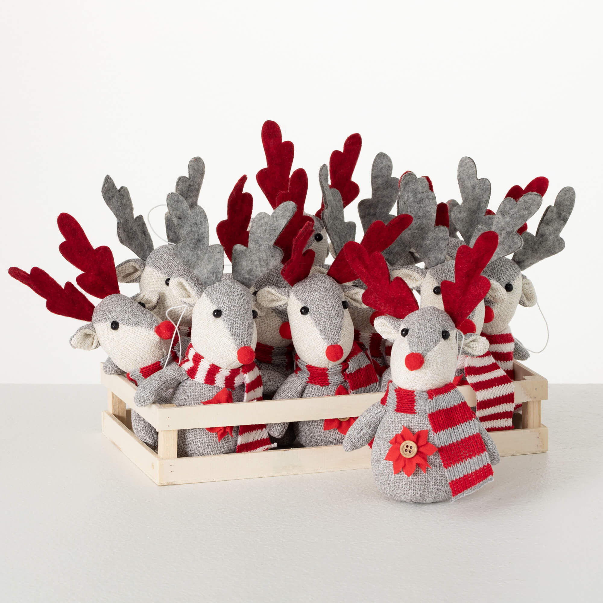 CRATE REINDEER ORNAMENT SET