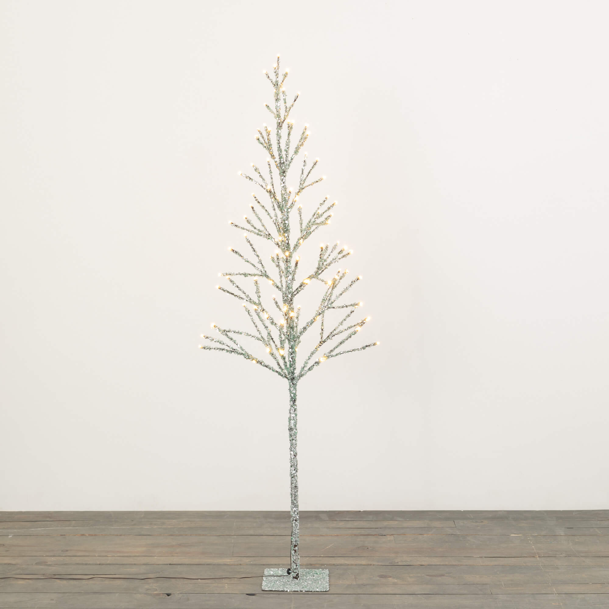 5' LIGHTED SILVER ICED TREE