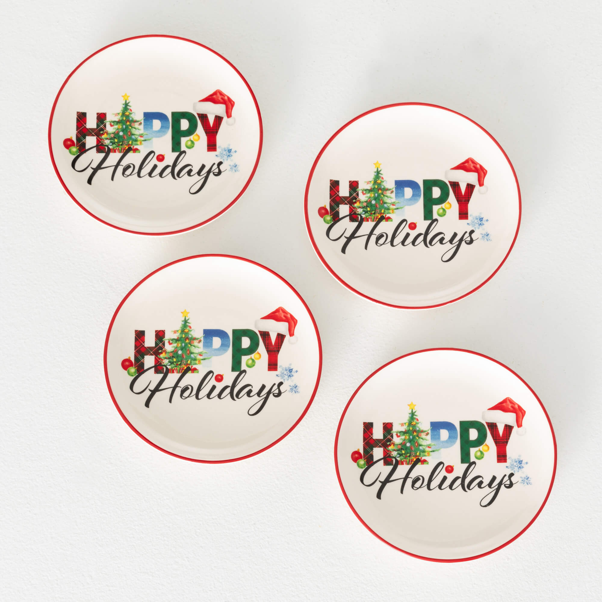 HAPPY HOLIDAYS PLATE Set 4