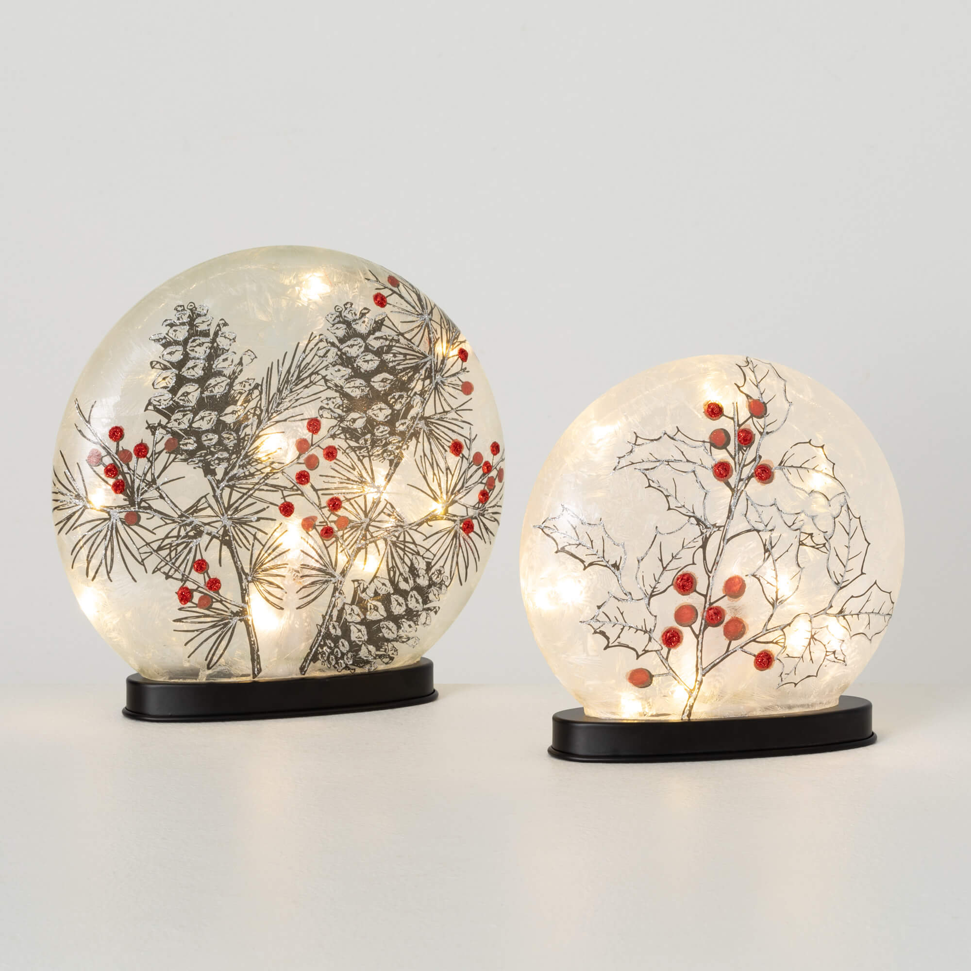 LED PINE HOLLY DISK Set 2