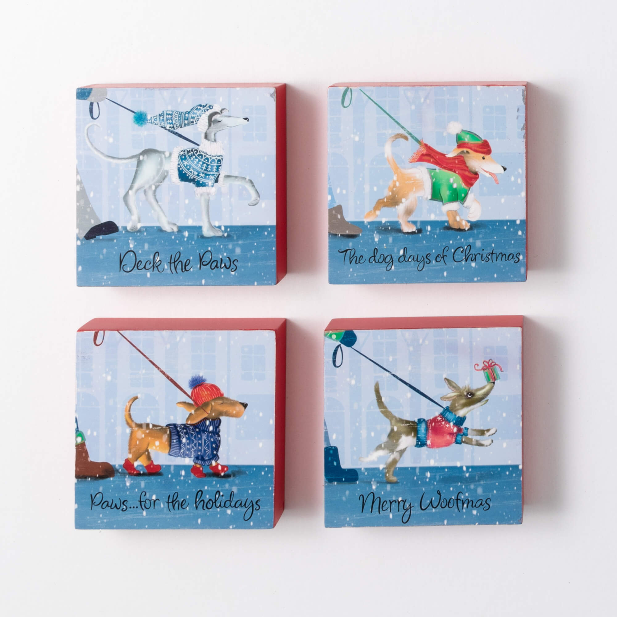 HOLIDAY DOGS WALL DECOR SET 4