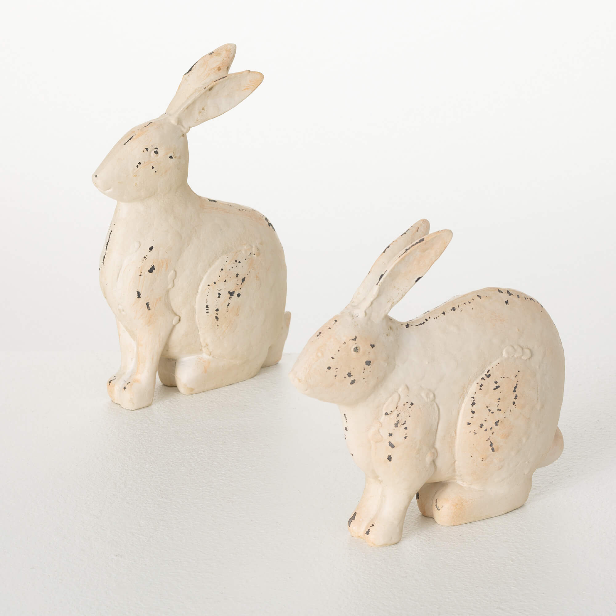 LARGE RUSTIC BUNNY FIGURINES