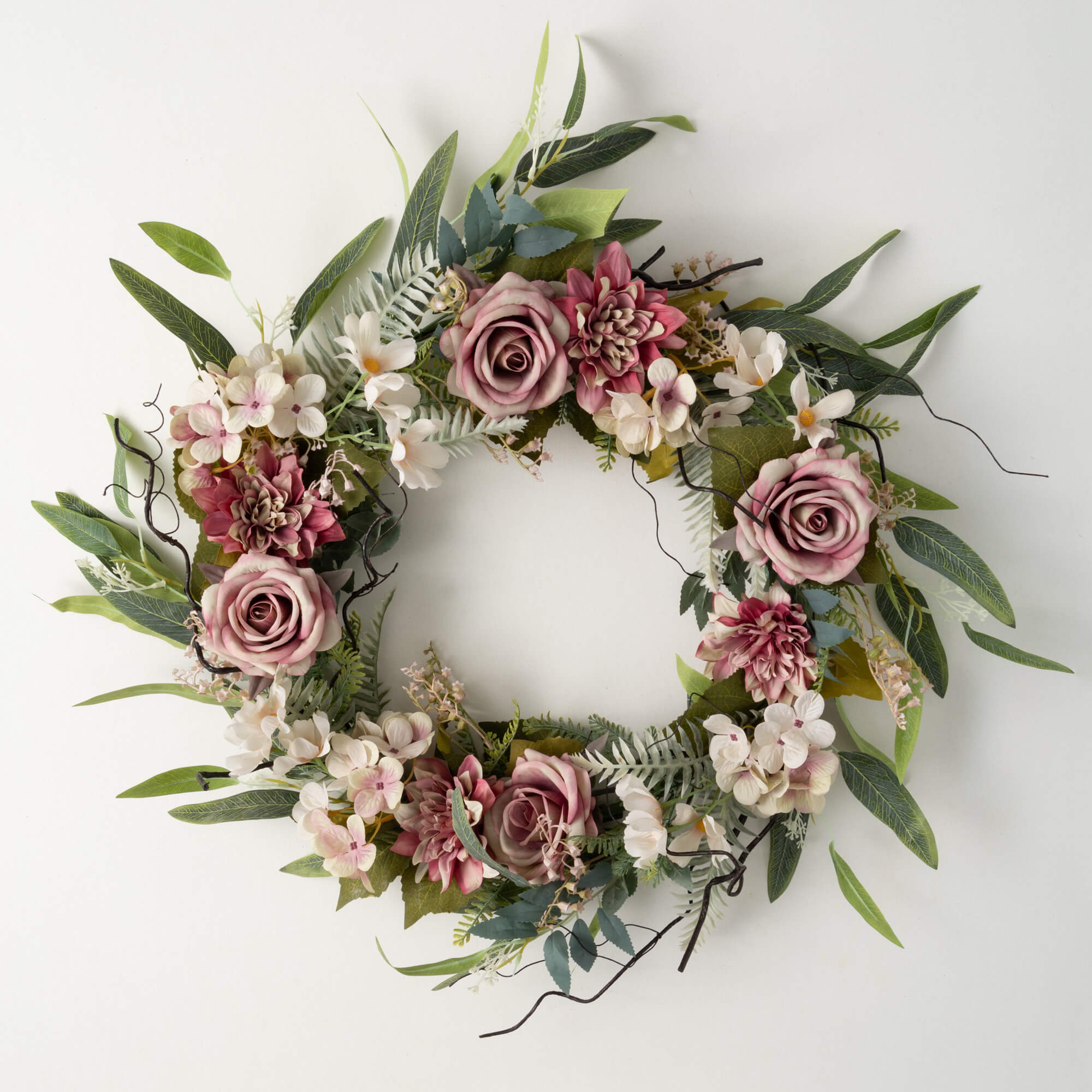 PINK ROSE & HYDRANGEA WREATH