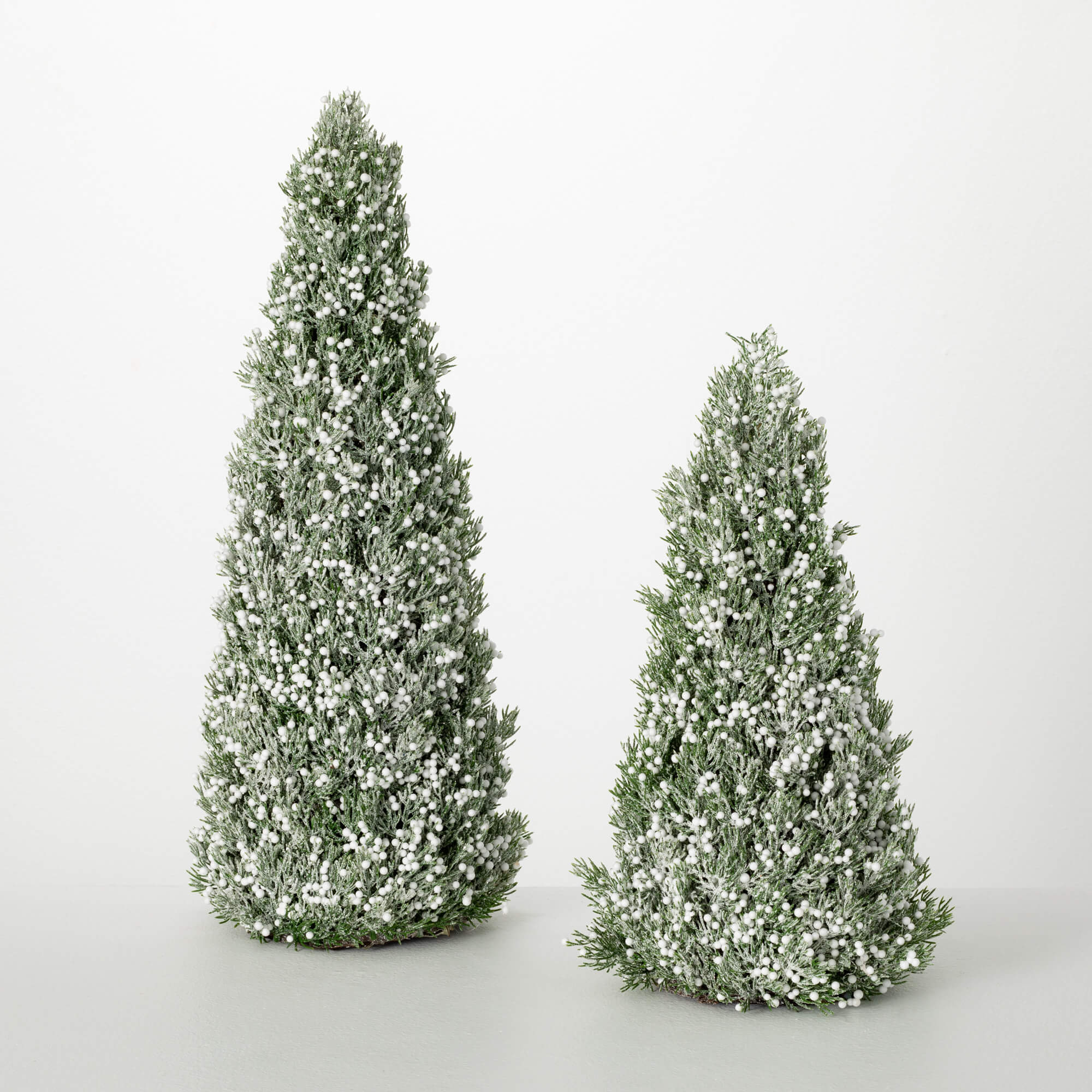 WHITE BERRY FROSTED TREE SET 2