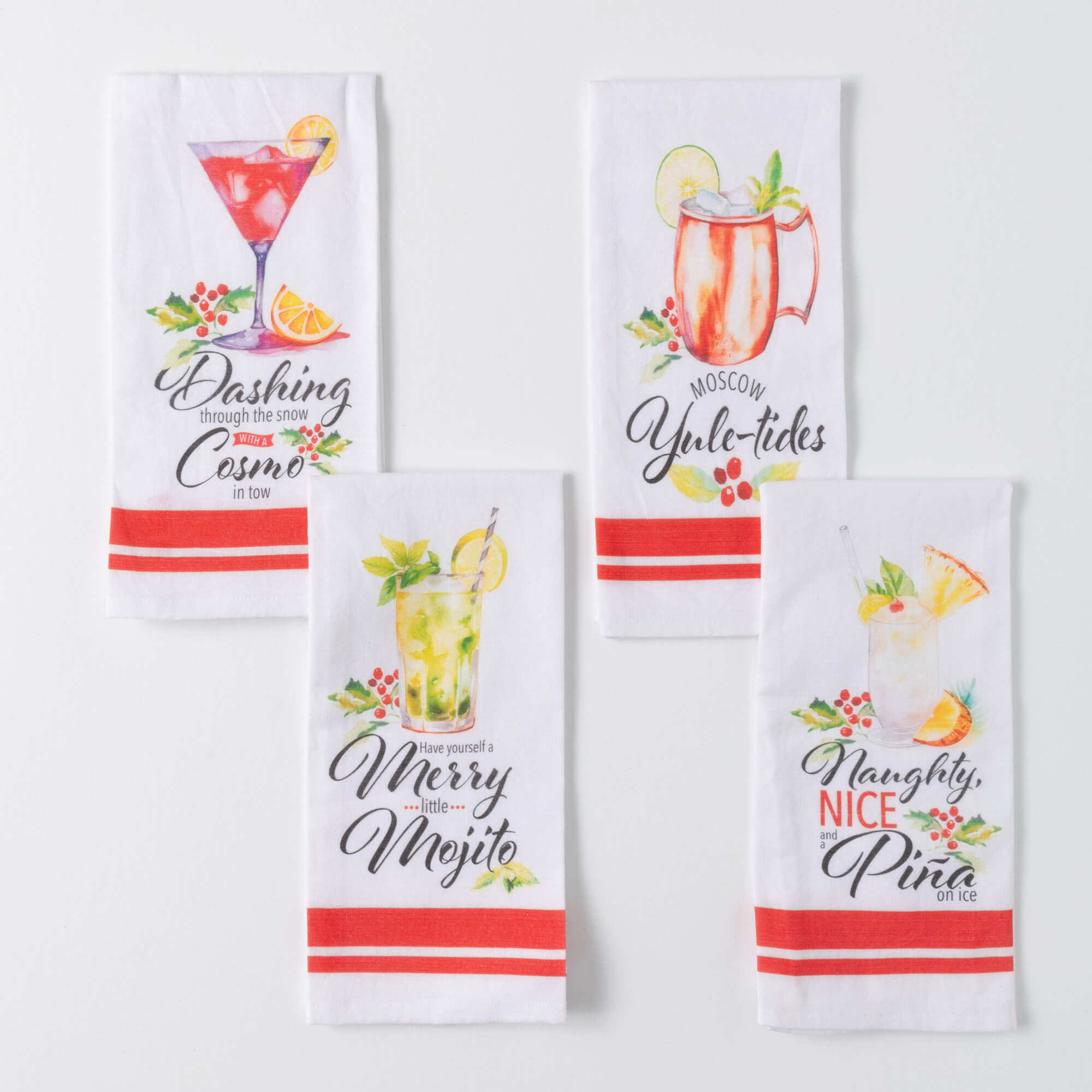 COCKTAIL TEA TOWEL Set 4