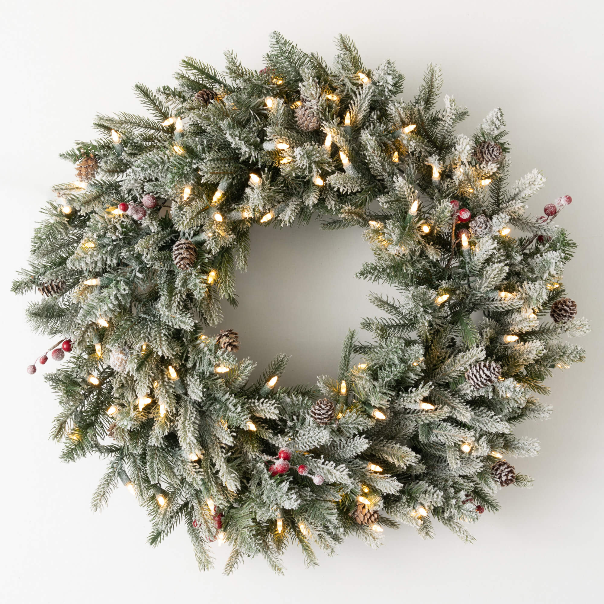 FROSTED PINE PRE-LIT WREATH
